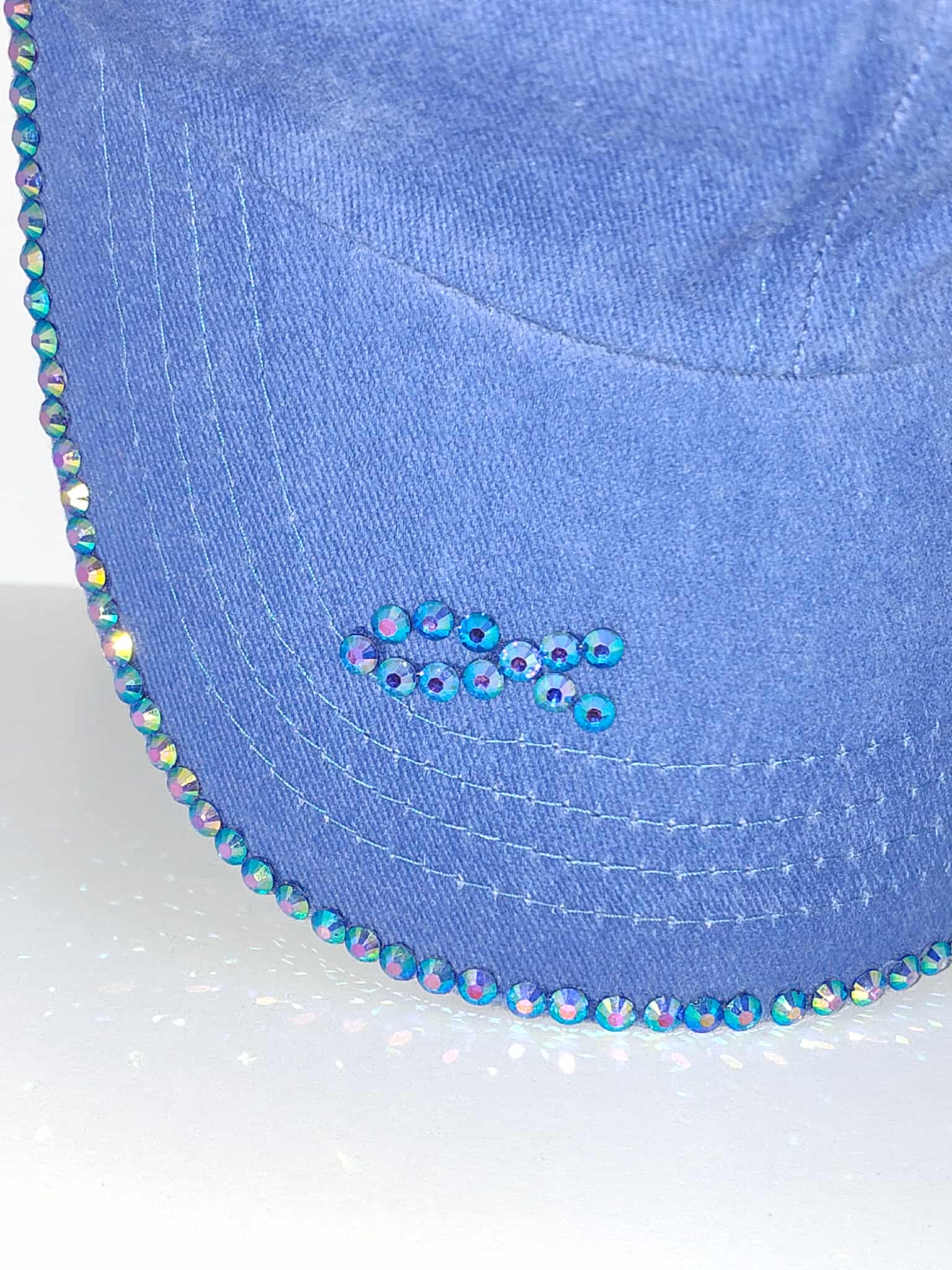Blue Denim Cap with Rhinestones