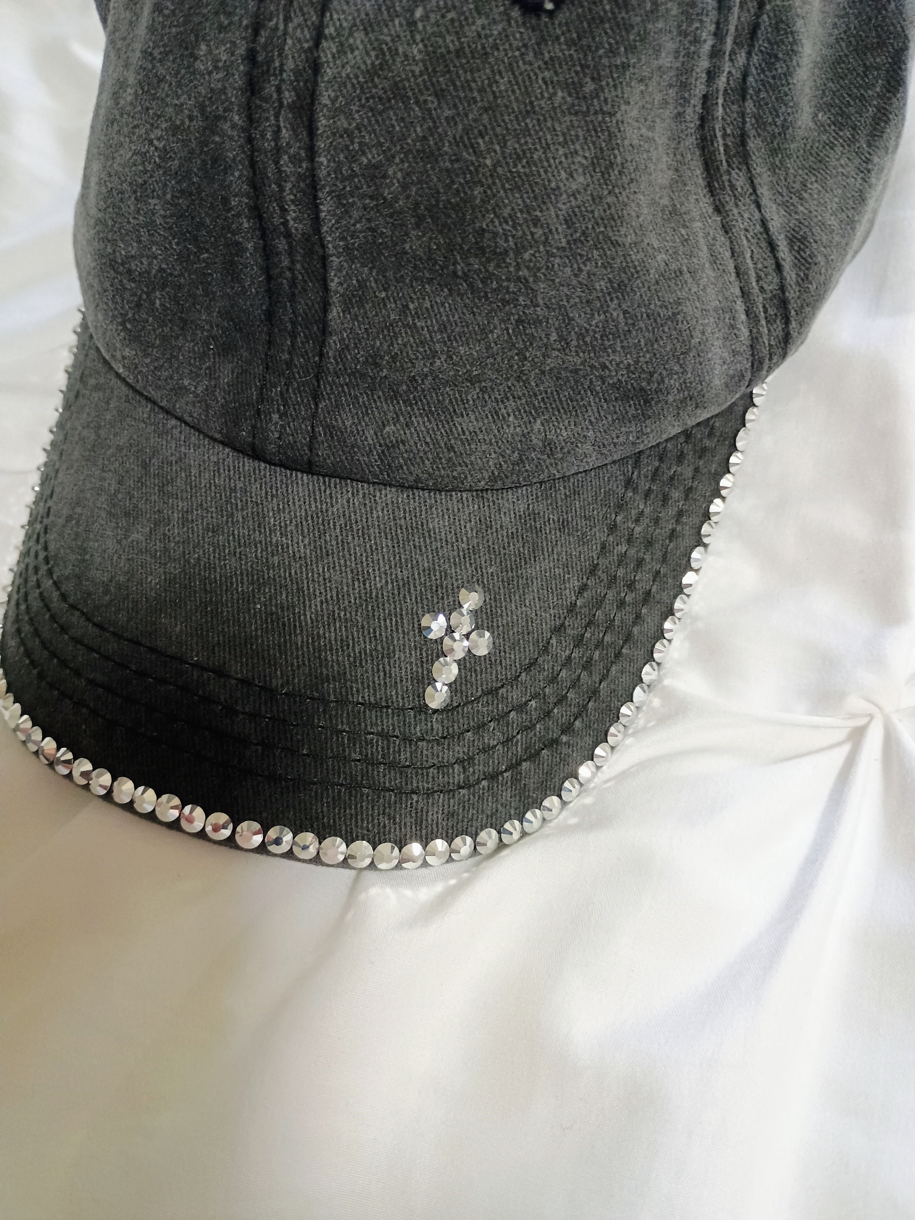 Beautiful Silver Rhinestones on Dark Grey. Stunning