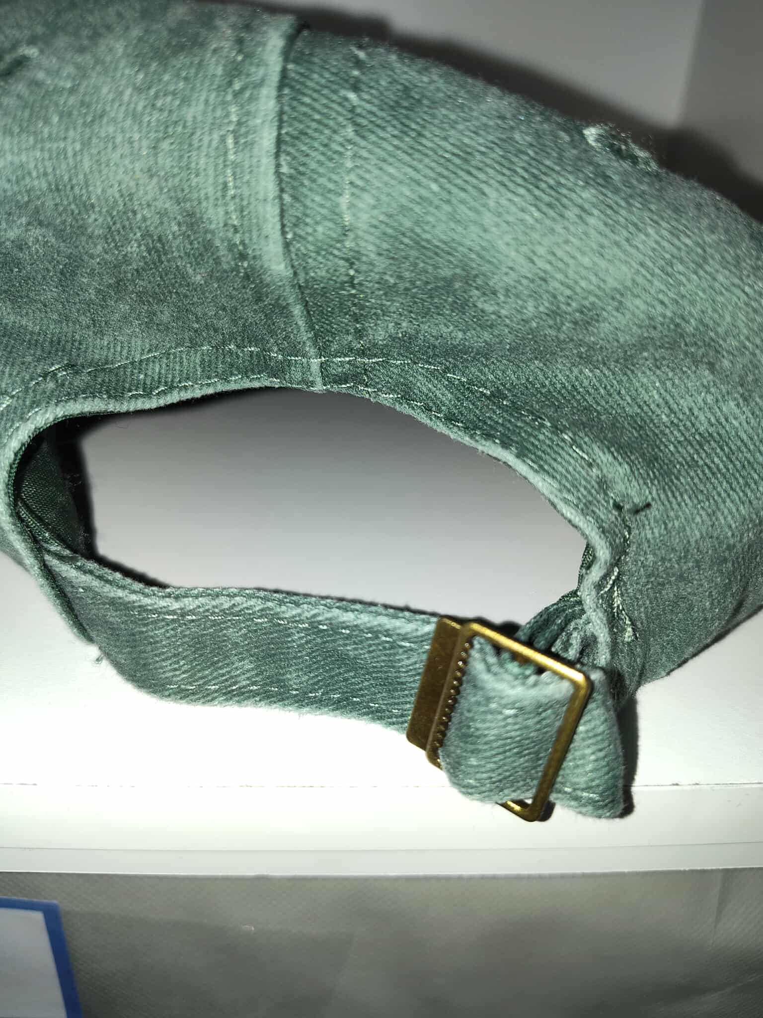 Dark Green Denim Cap with Rhinestones