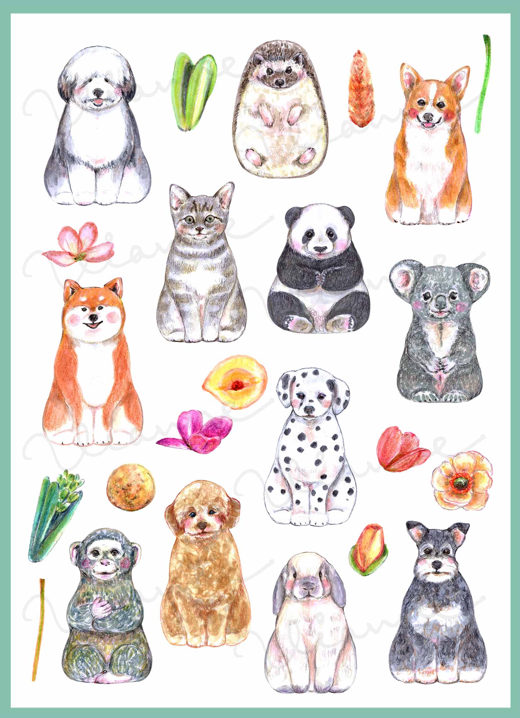 Animal Flower Vase Digital Clipart