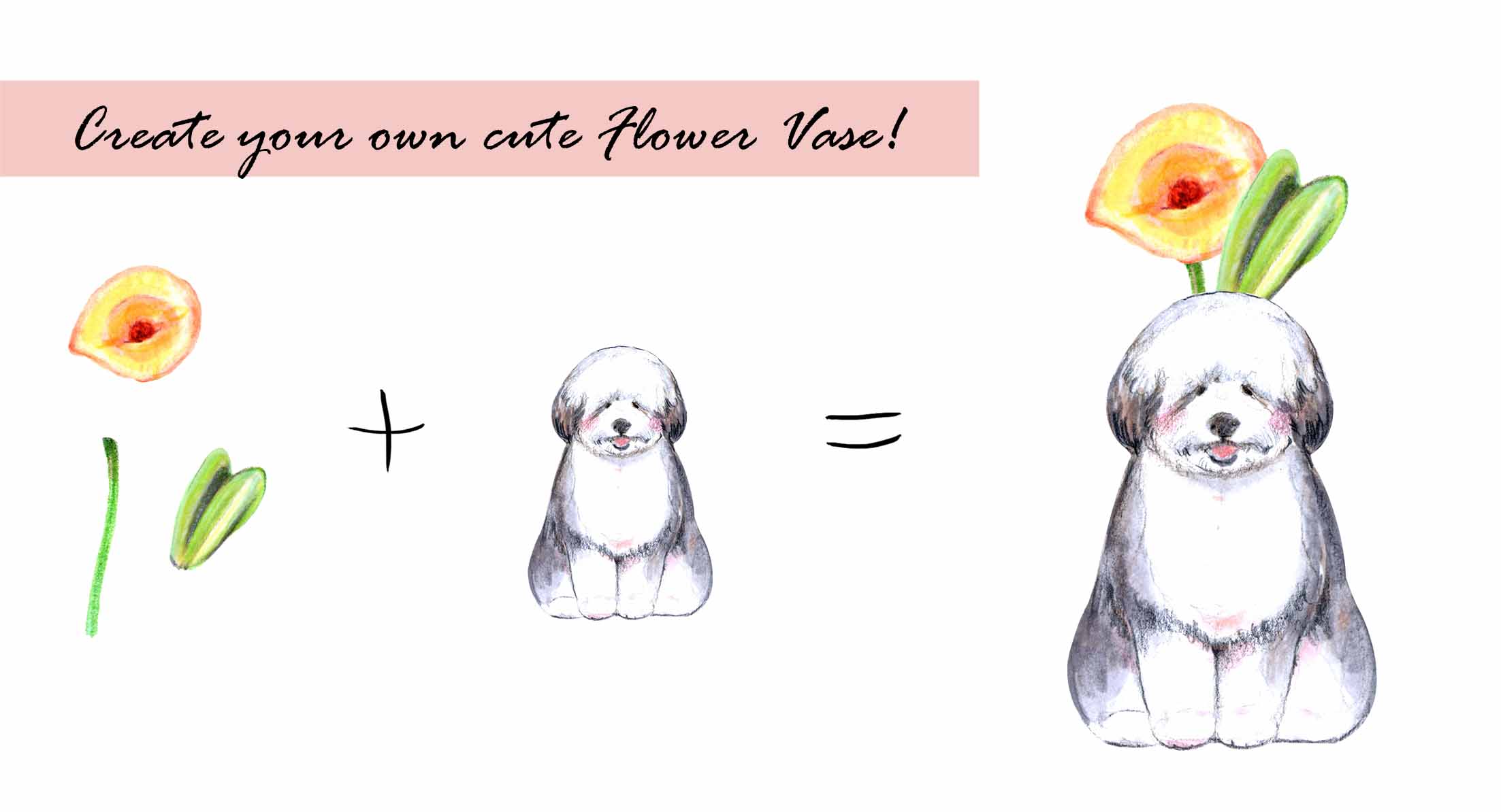 Animal Flower Vase Digital Clipart