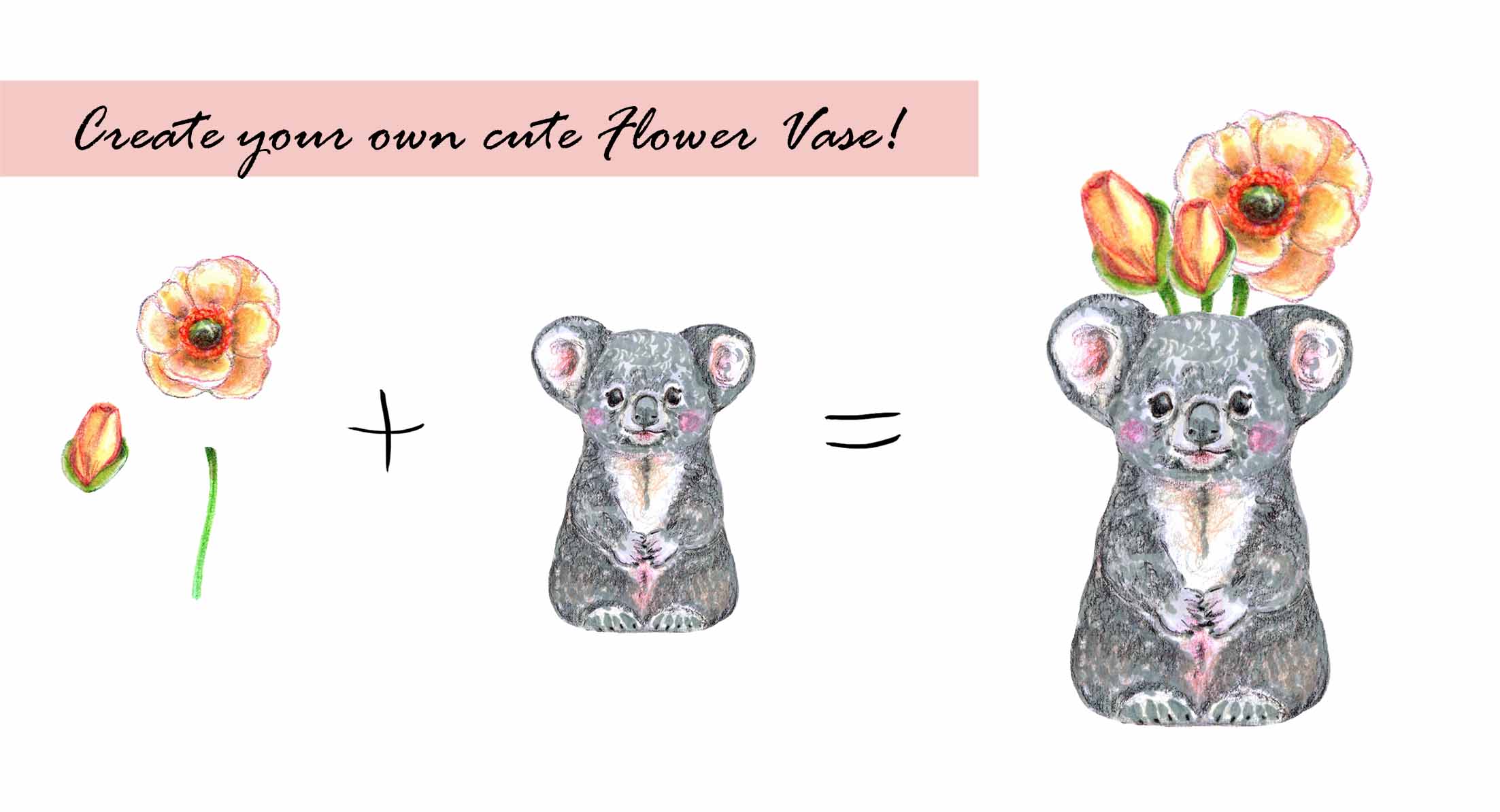Animal Flower Vase Digital Clipart