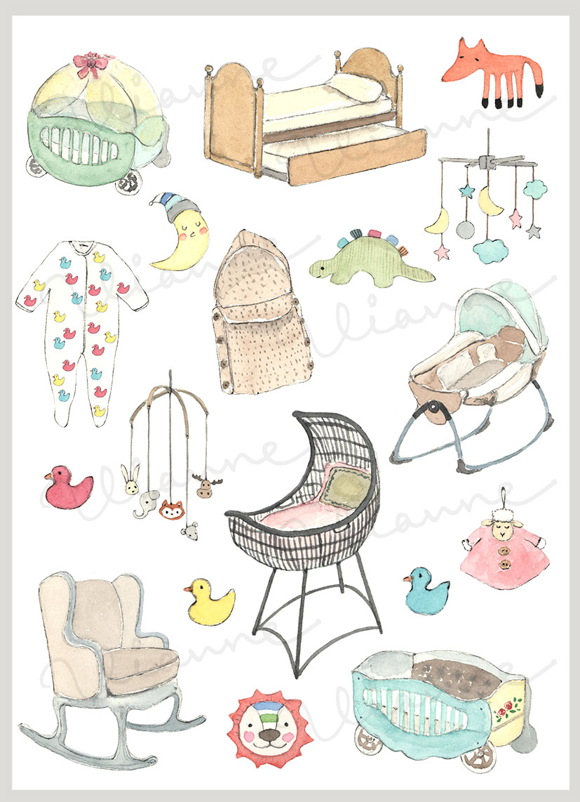 Baby Sleep Digital Clipart