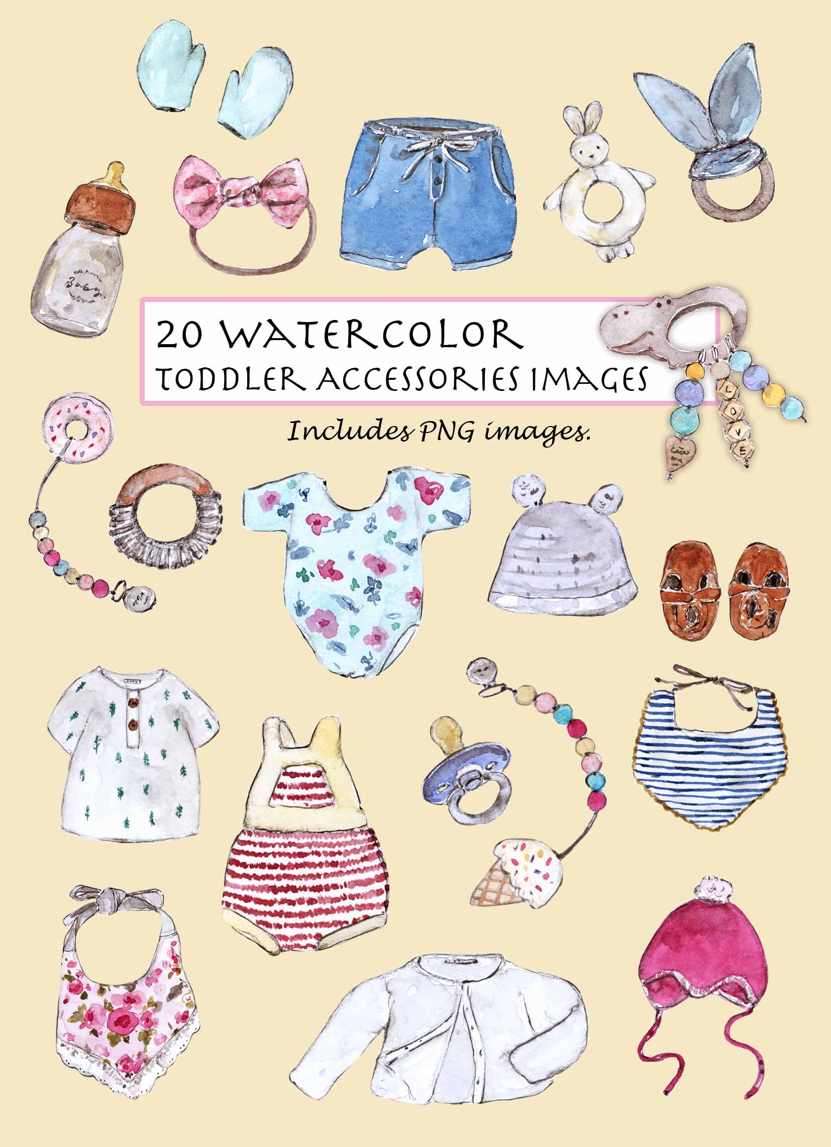 Toddler Accessories Digital Clipart