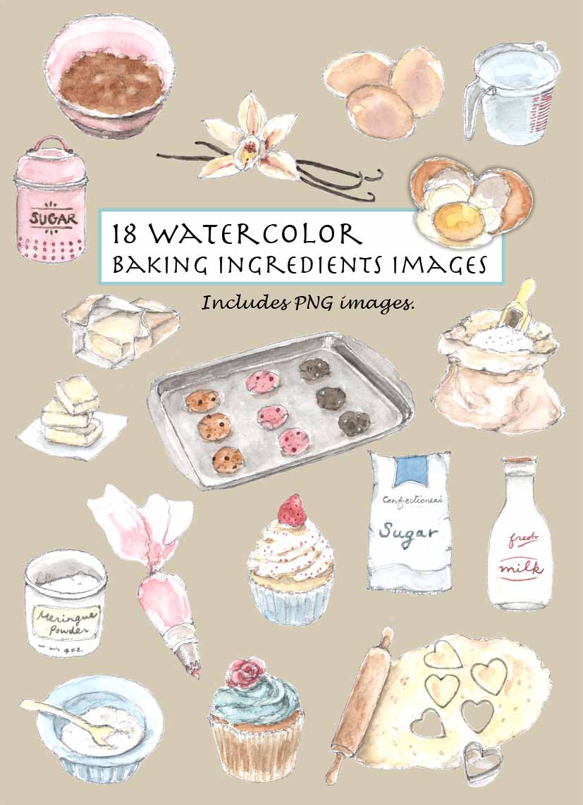 Baking Ingredients Digital Clipart