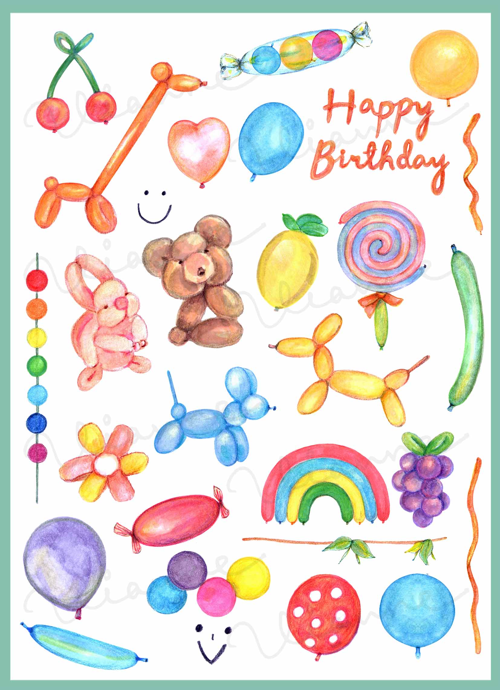 Balloon Party Digital Clipart