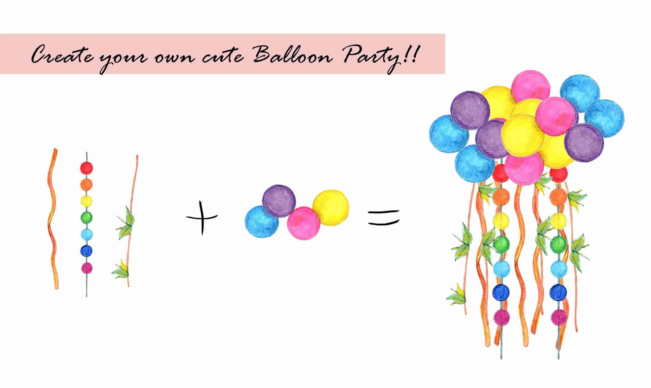 Balloon Party Digital Clipart