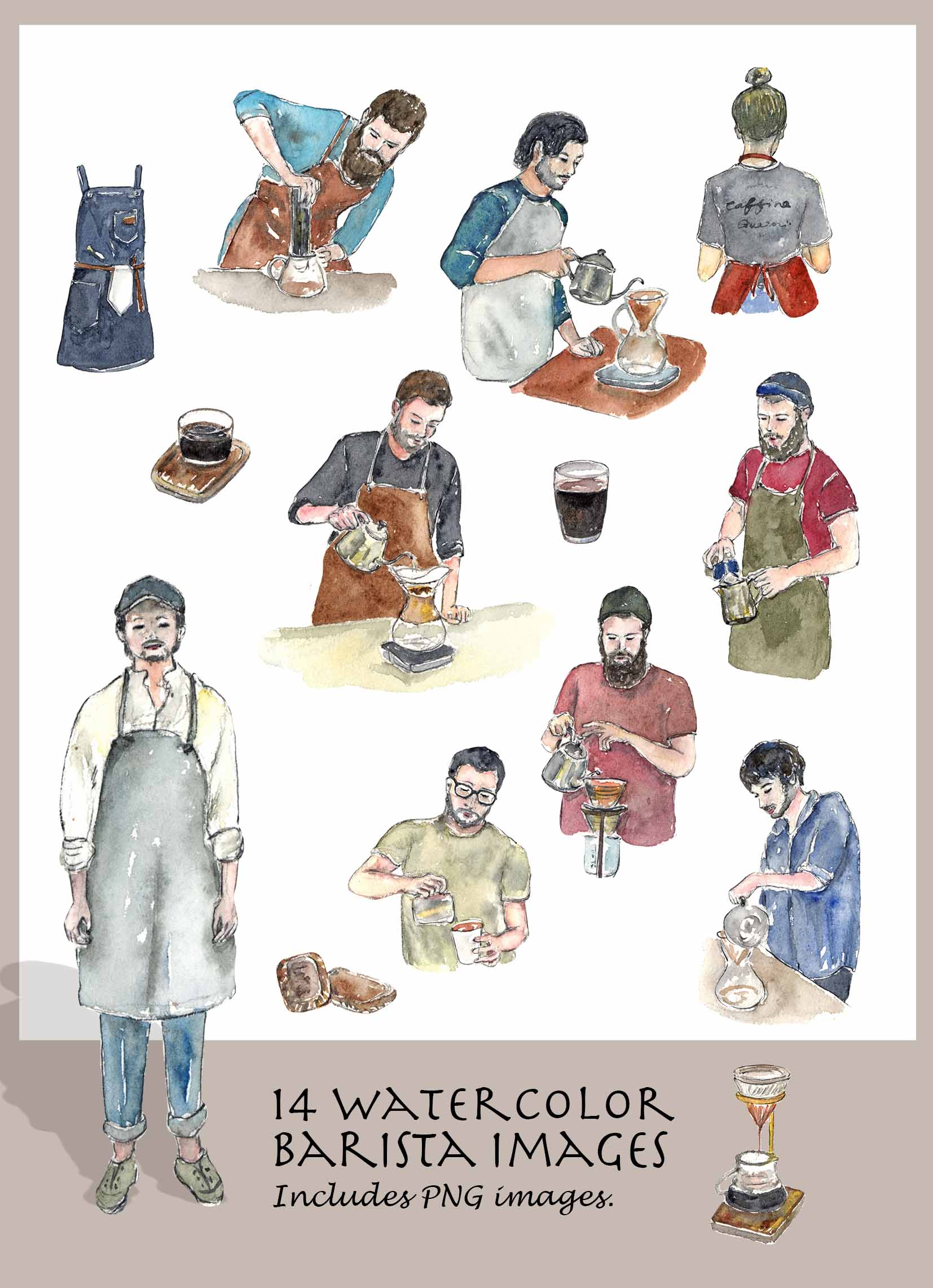 Barista Digital Clipart