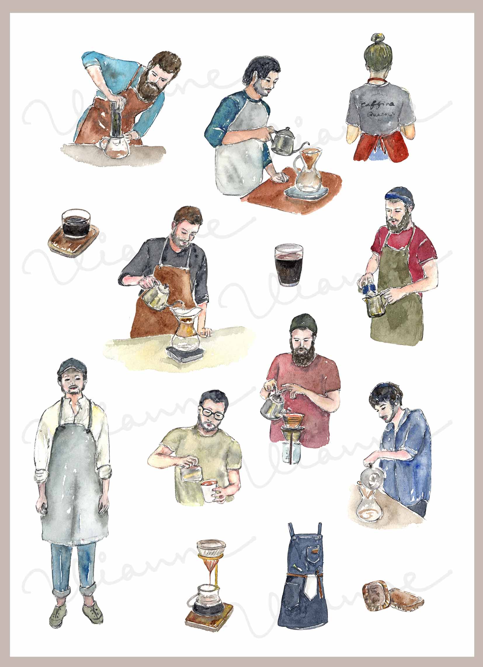 Barista Digital Clipart