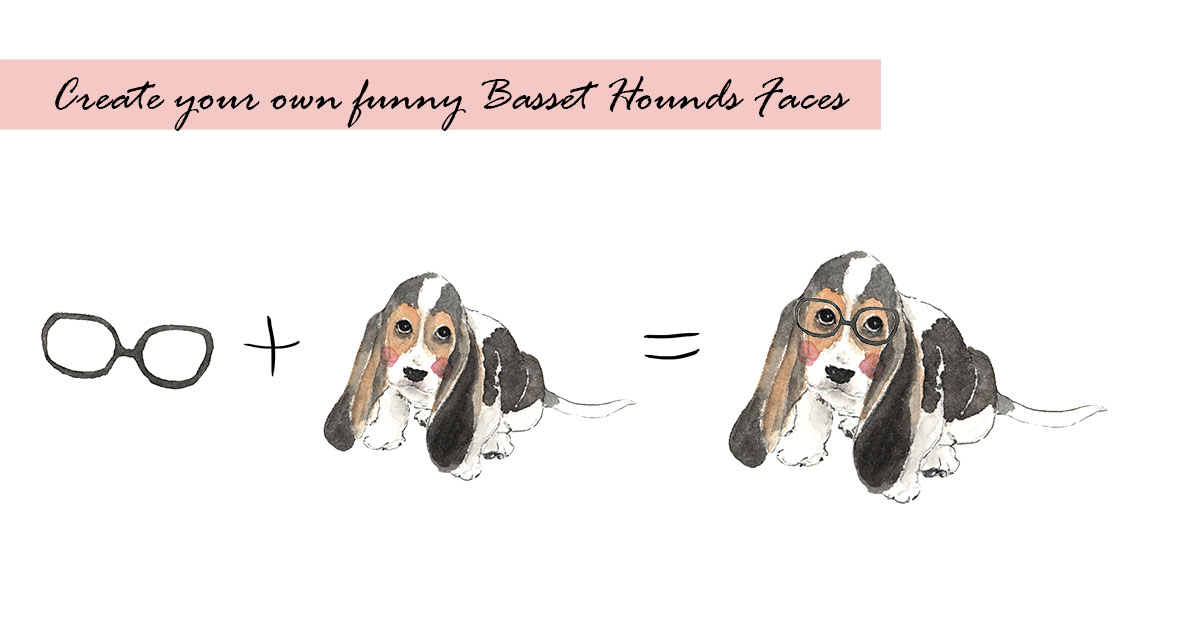 Watercolor Basset Hound Digital Clipart