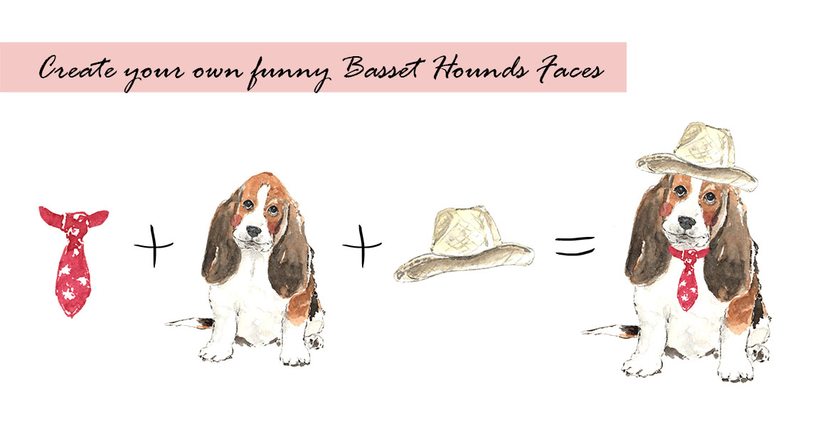 Watercolor Basset Hound Digital Clipart