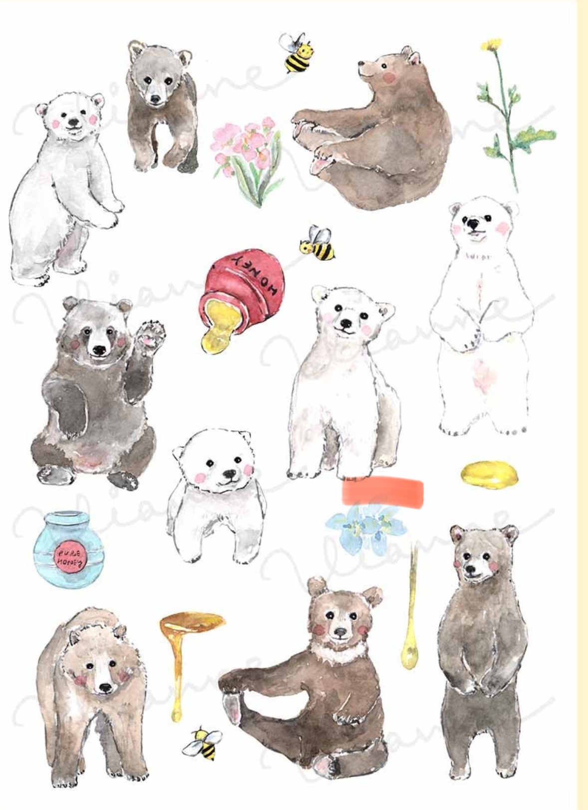 Bear, Bee & Honey Digital Clipart