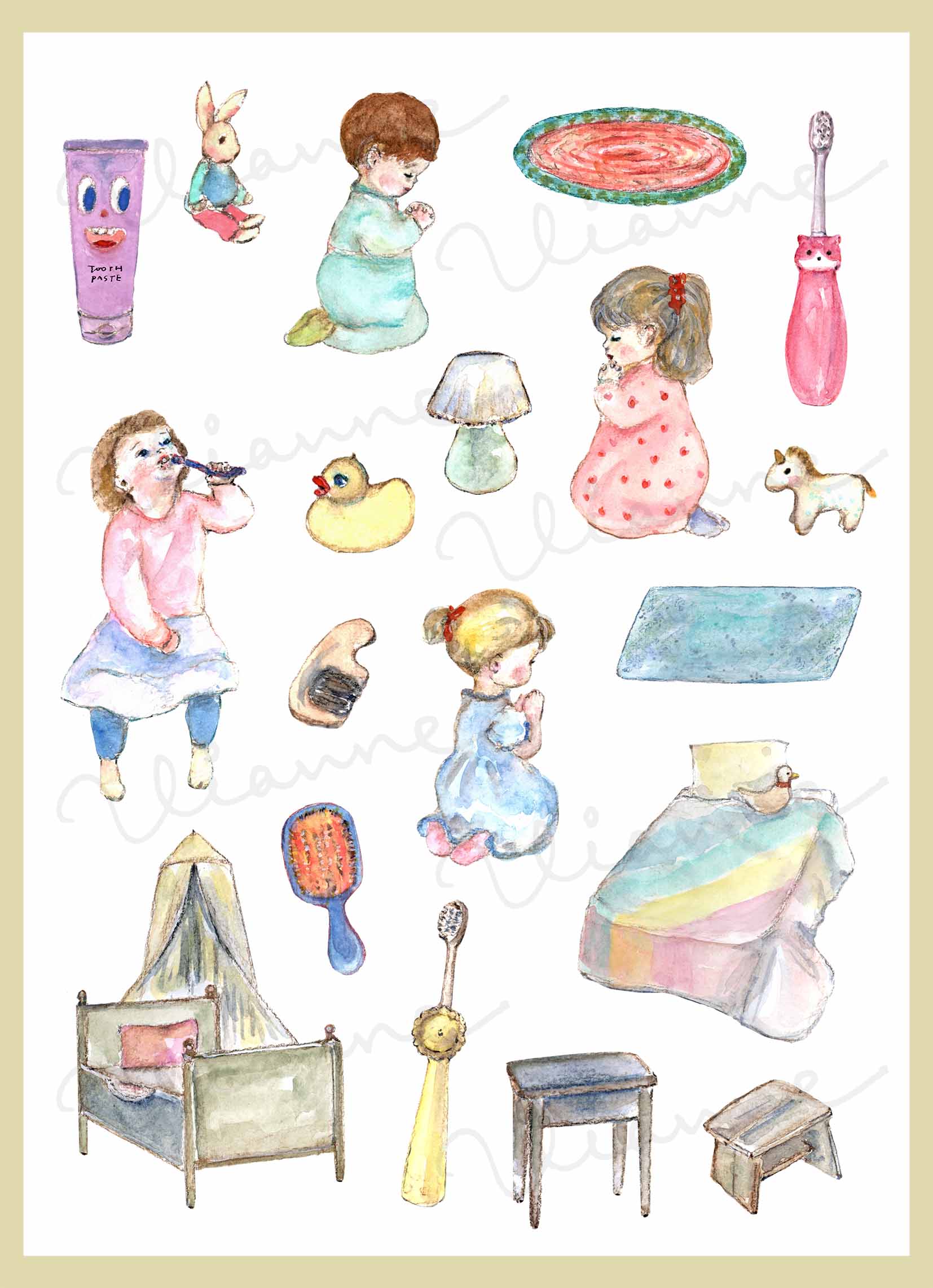 Beautiful Bedtime Digital Clipart