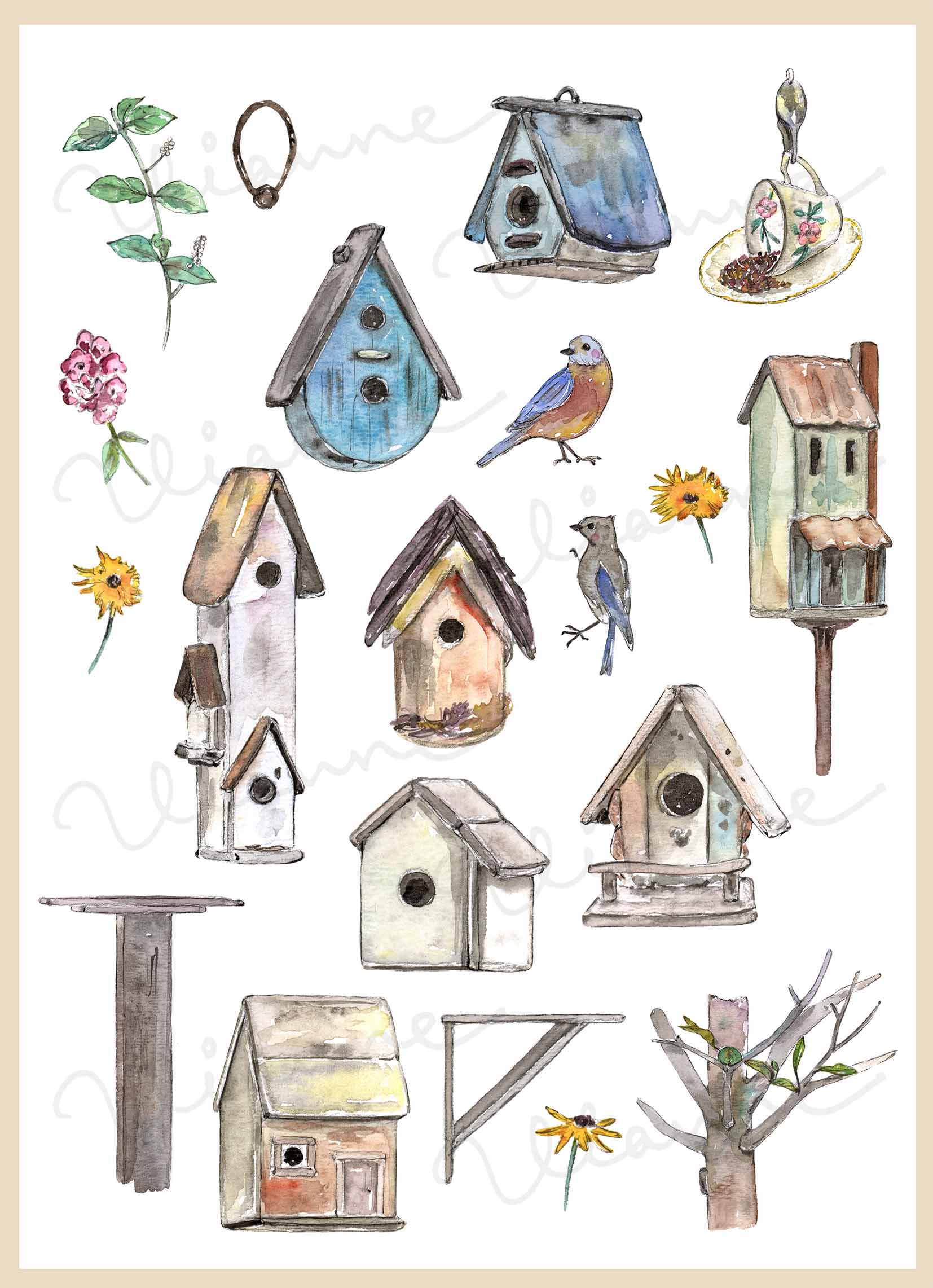 Birdhouse Digital Clipart