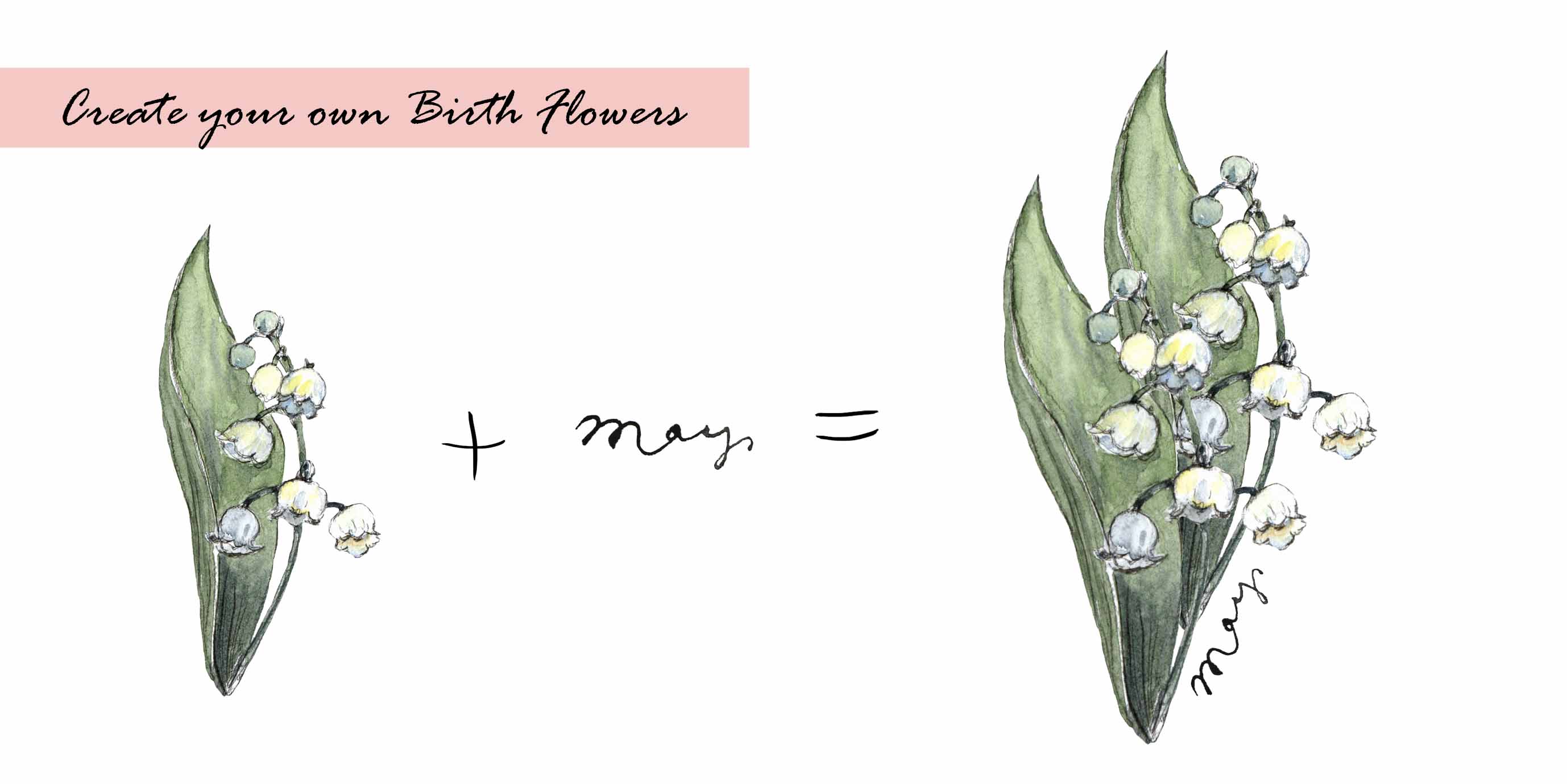 Birth Flower & Months Name Lettering Words Digital Clipart