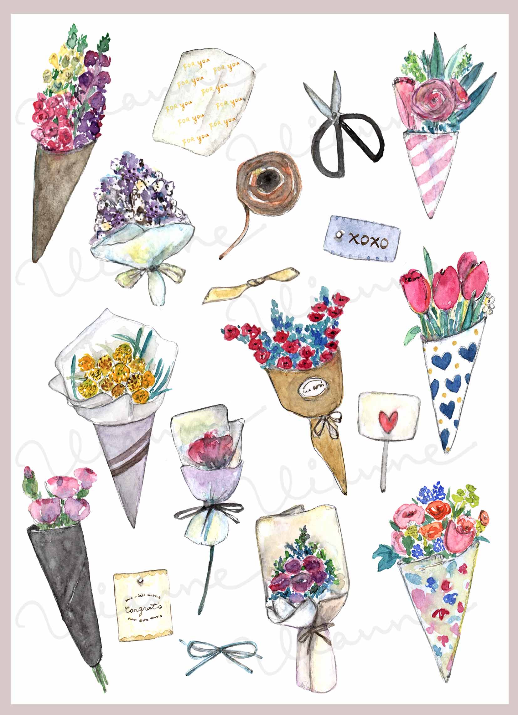 Bouquet Digital Clipart