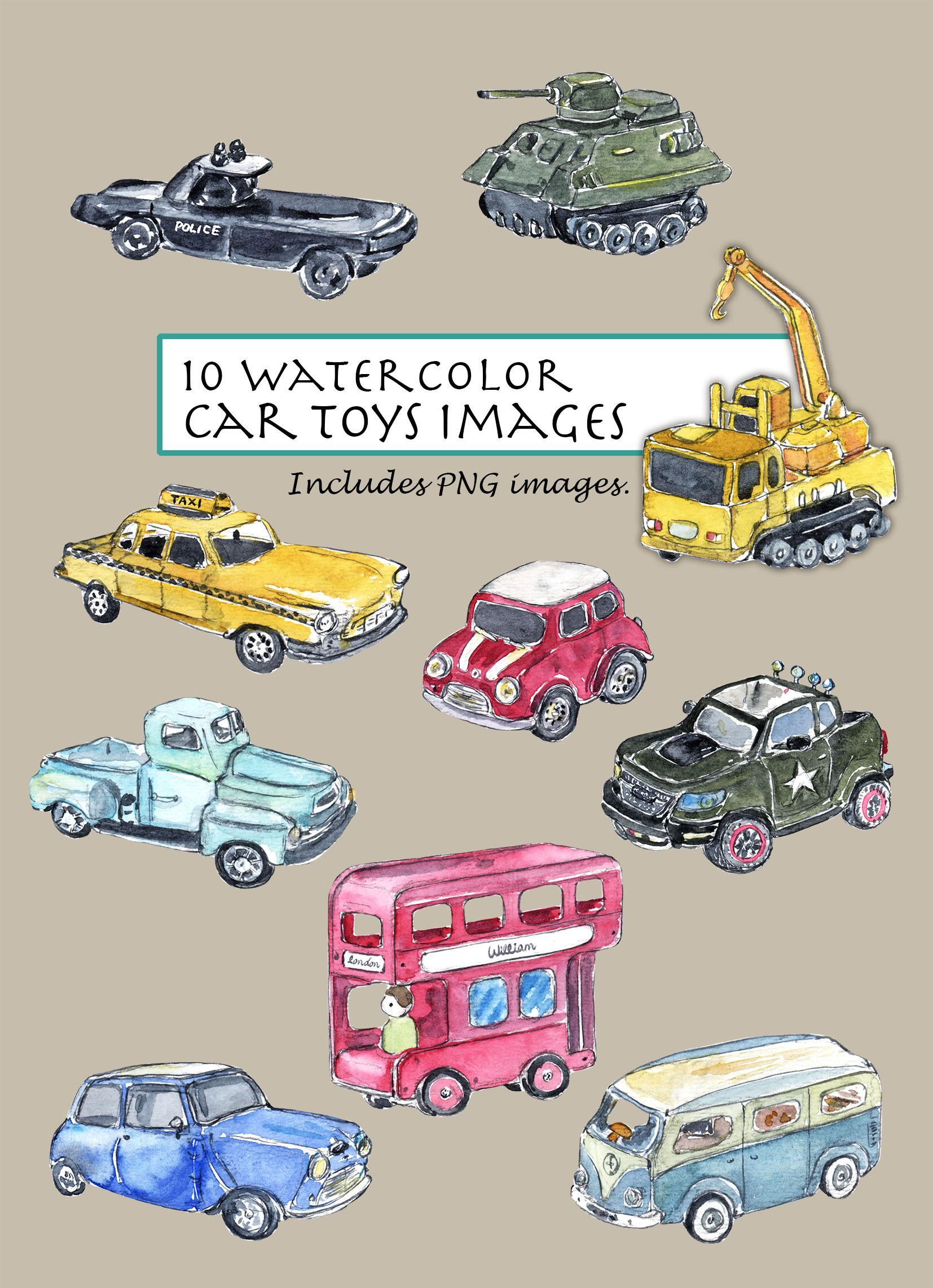 Car Toys Digital Clipart