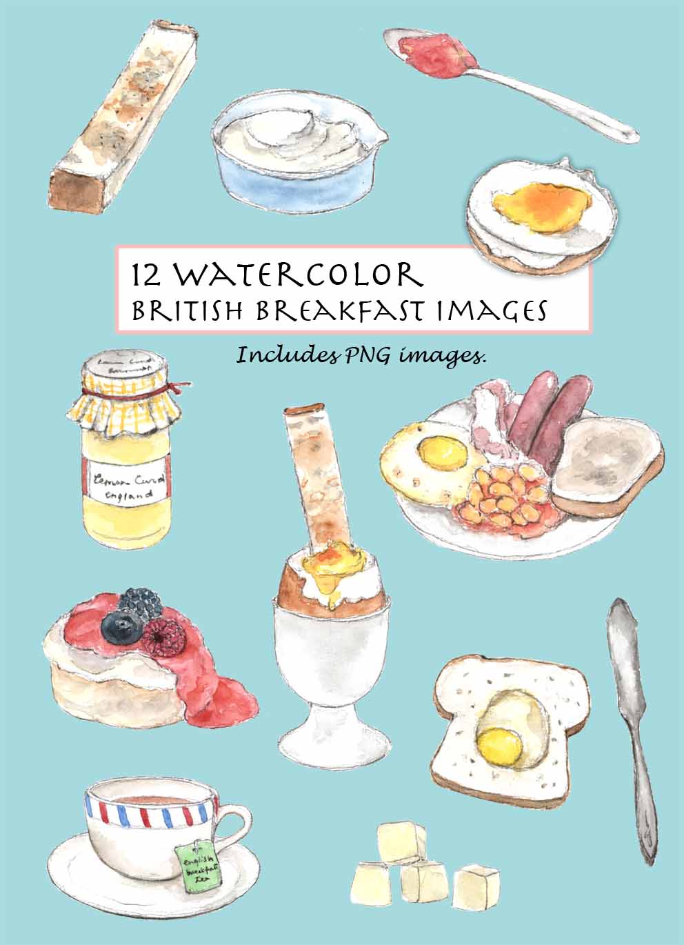 British Breakfast Digital Clipart