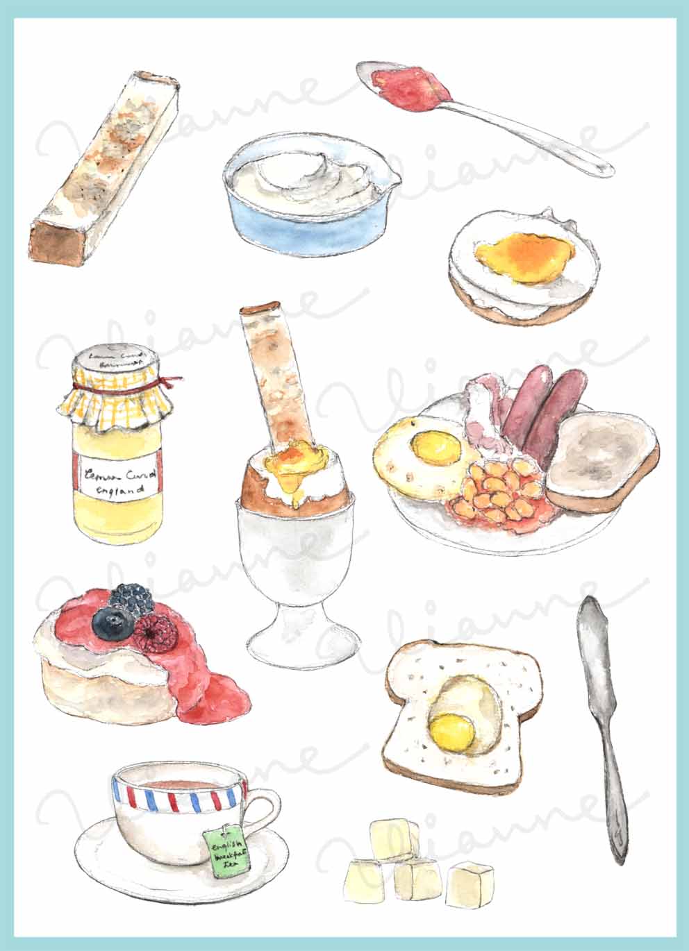 British Breakfast Digital Clipart