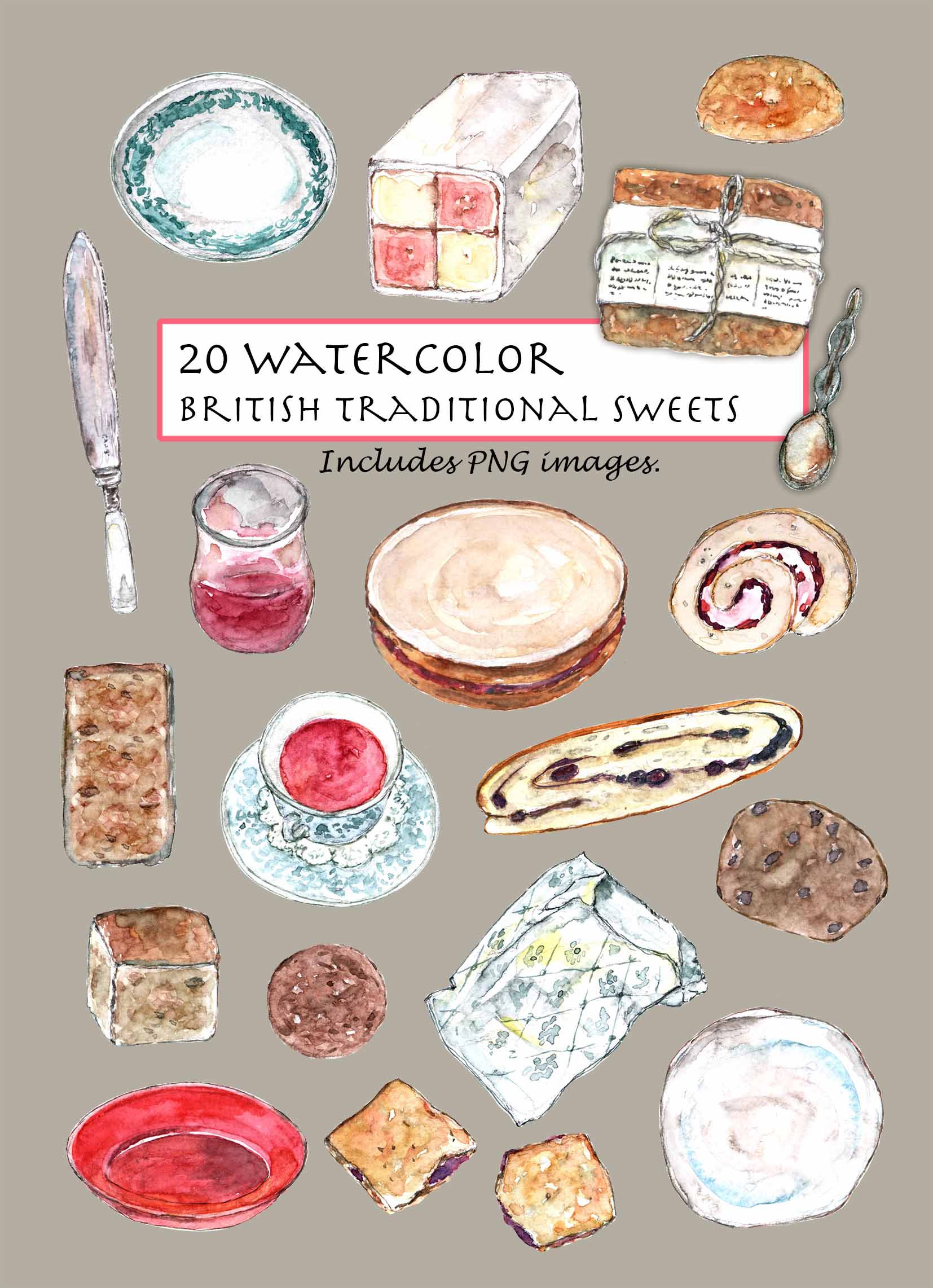 British Traditional Sweets Digital Clipart