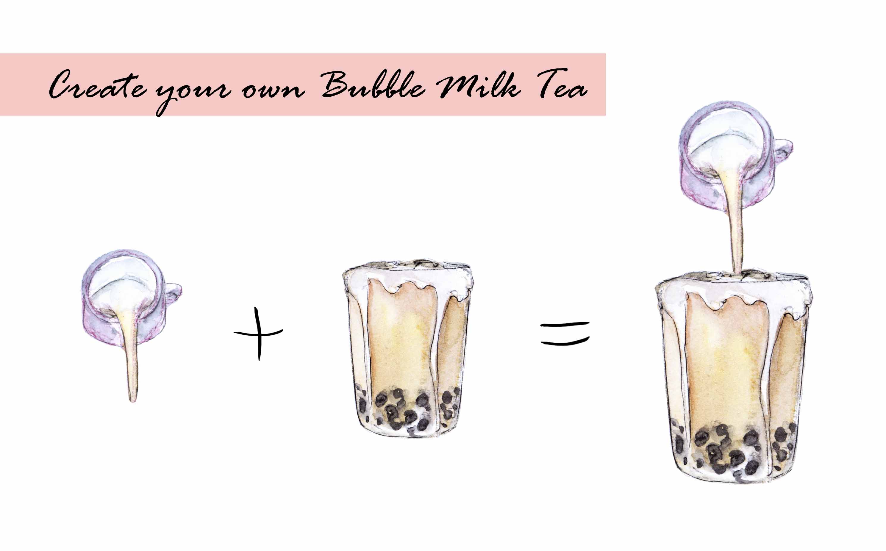 Vintage Bubble Milk Tea Digital Clipart