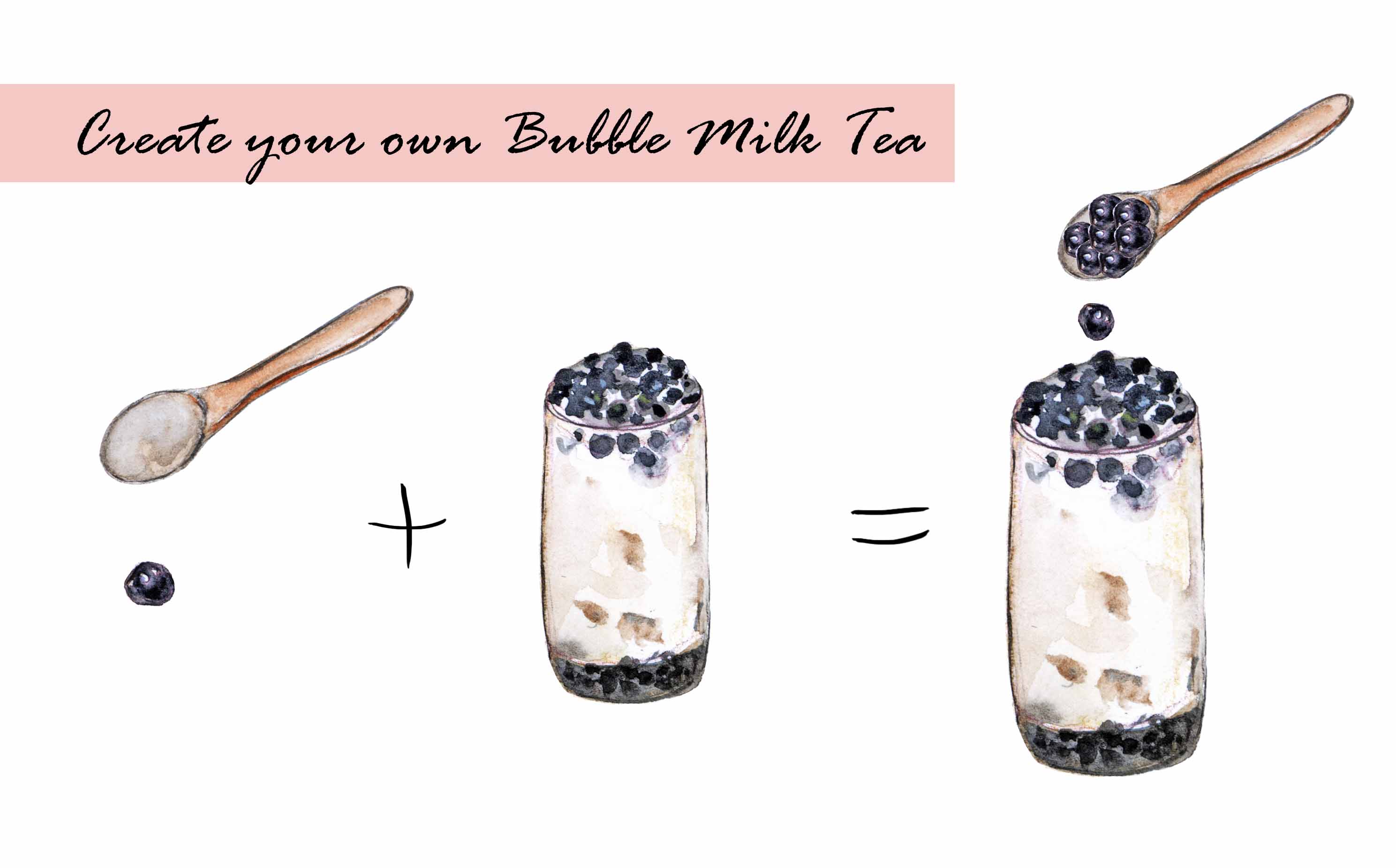 Vintage Bubble Milk Tea Digital Clipart