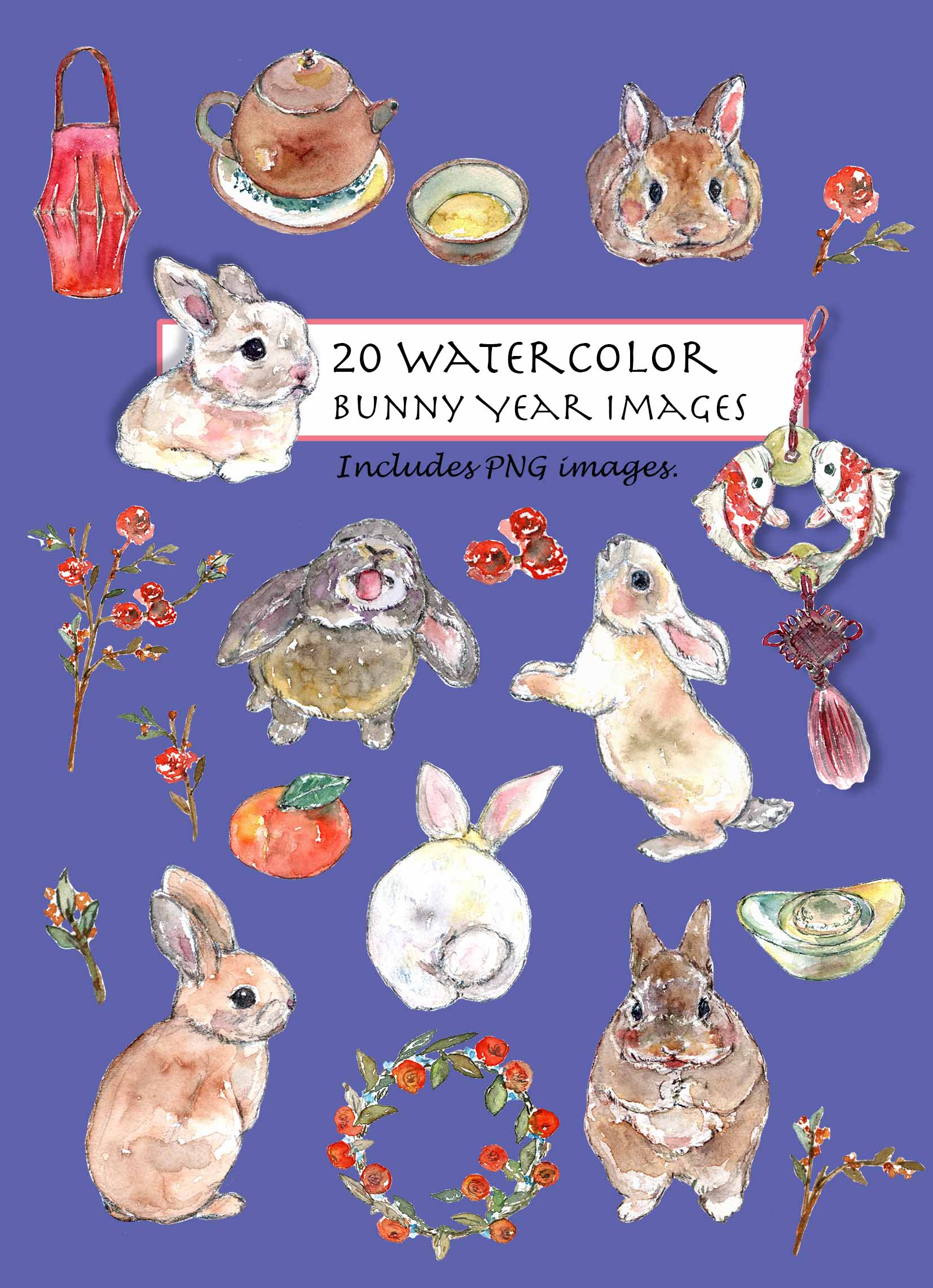 Bunny Year Digital Clipart