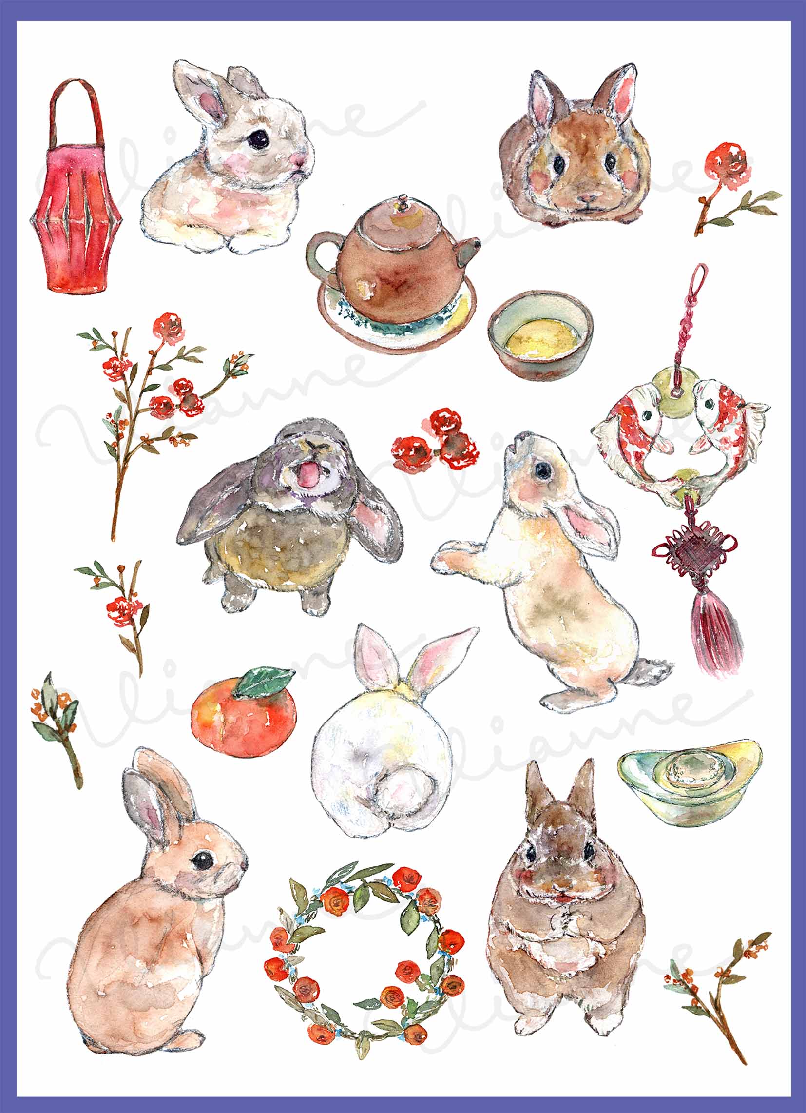 Bunny Year Digital Clipart