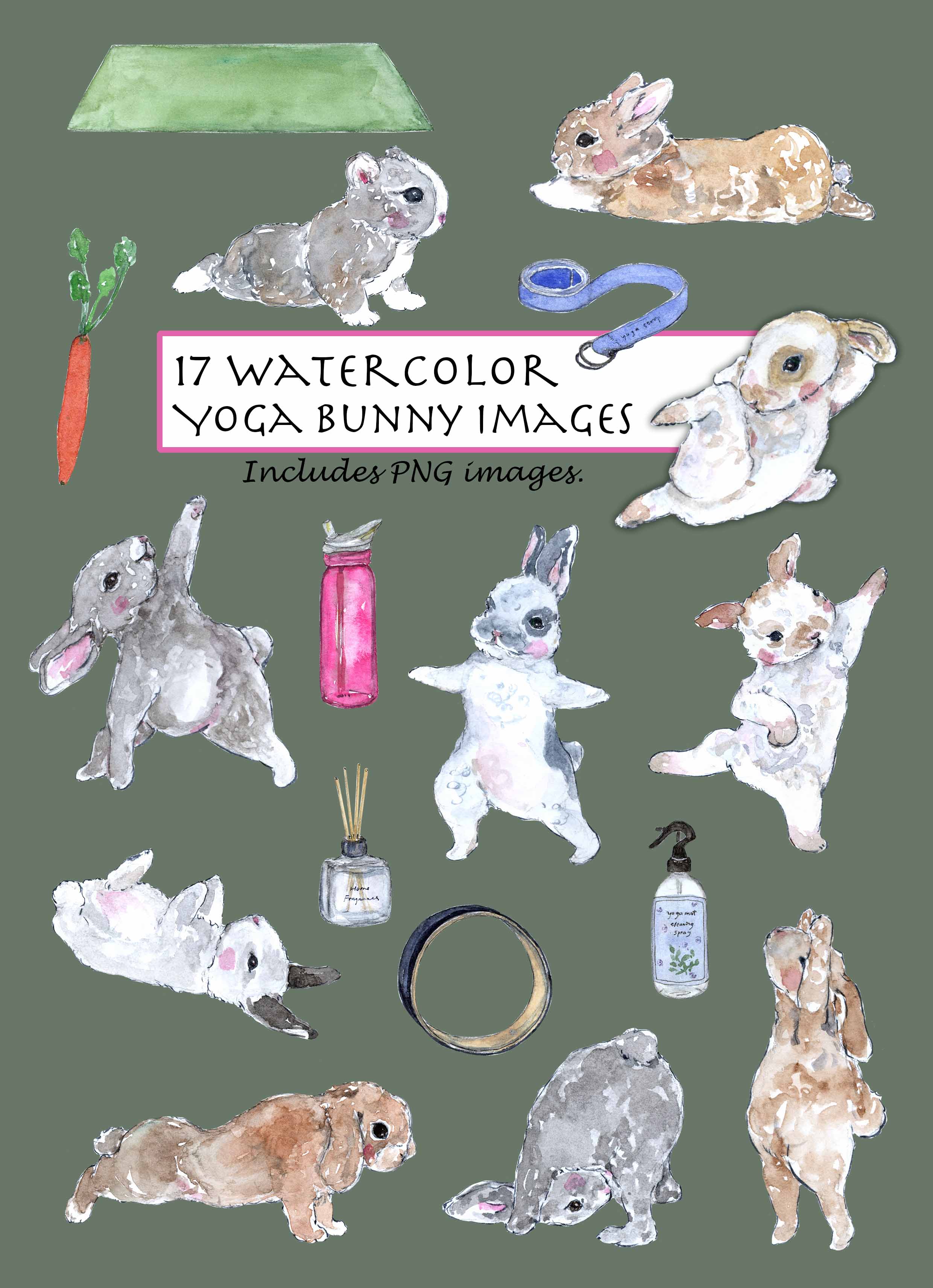Yoga Bunny Digital Clipart