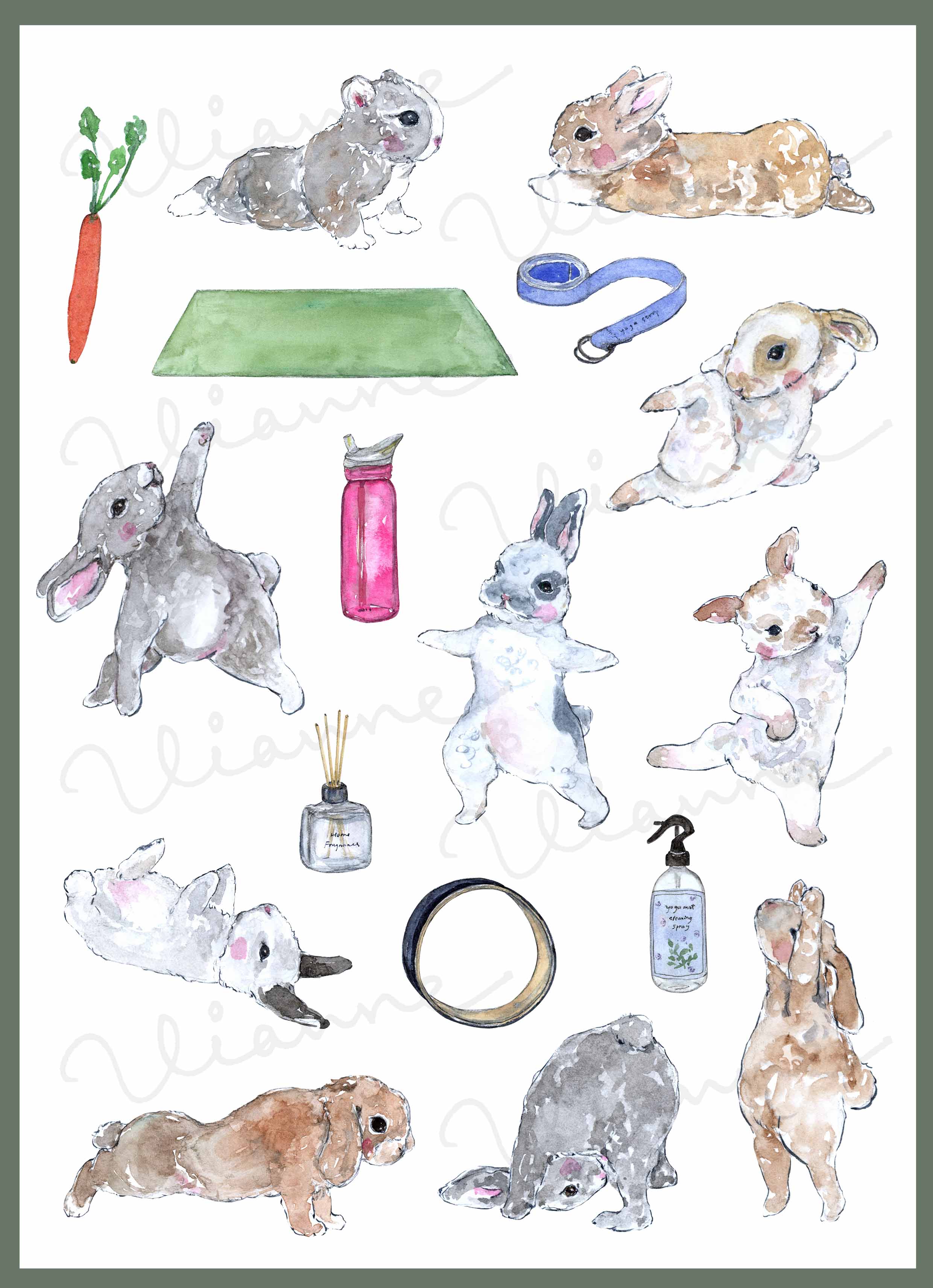 Yoga Bunny Digital Clipart