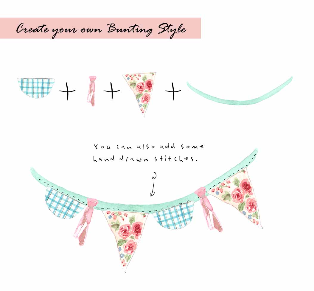 Vintage Bunting Digital Clipart