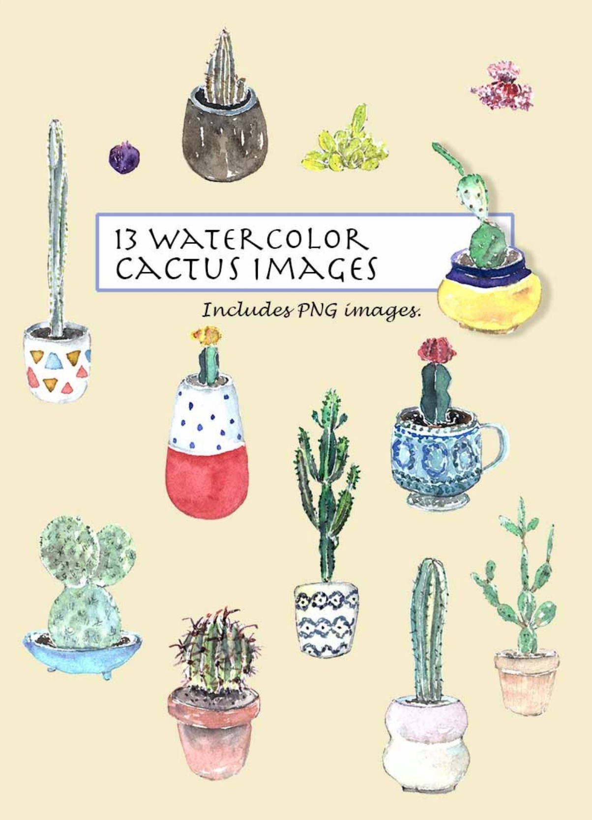 Watercolor Cactus Clipart
