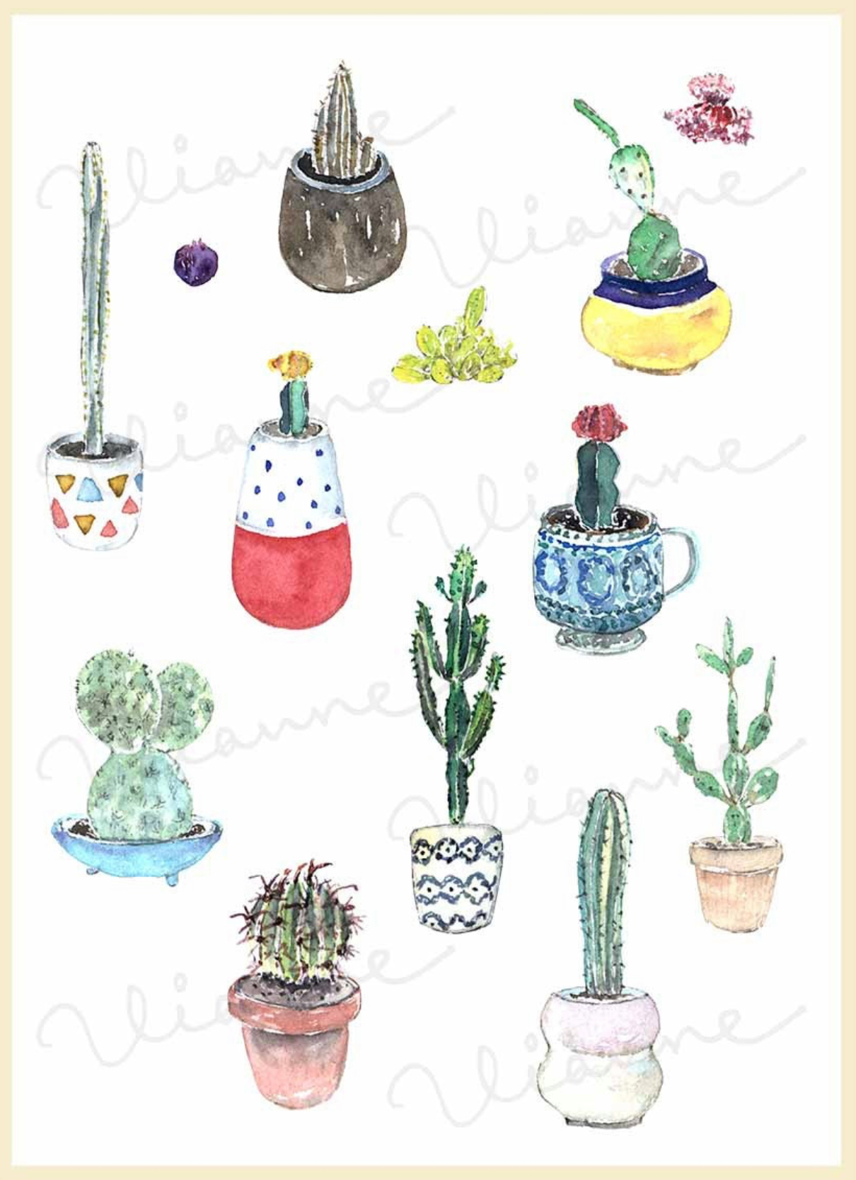 Watercolor Cactus Clipart
