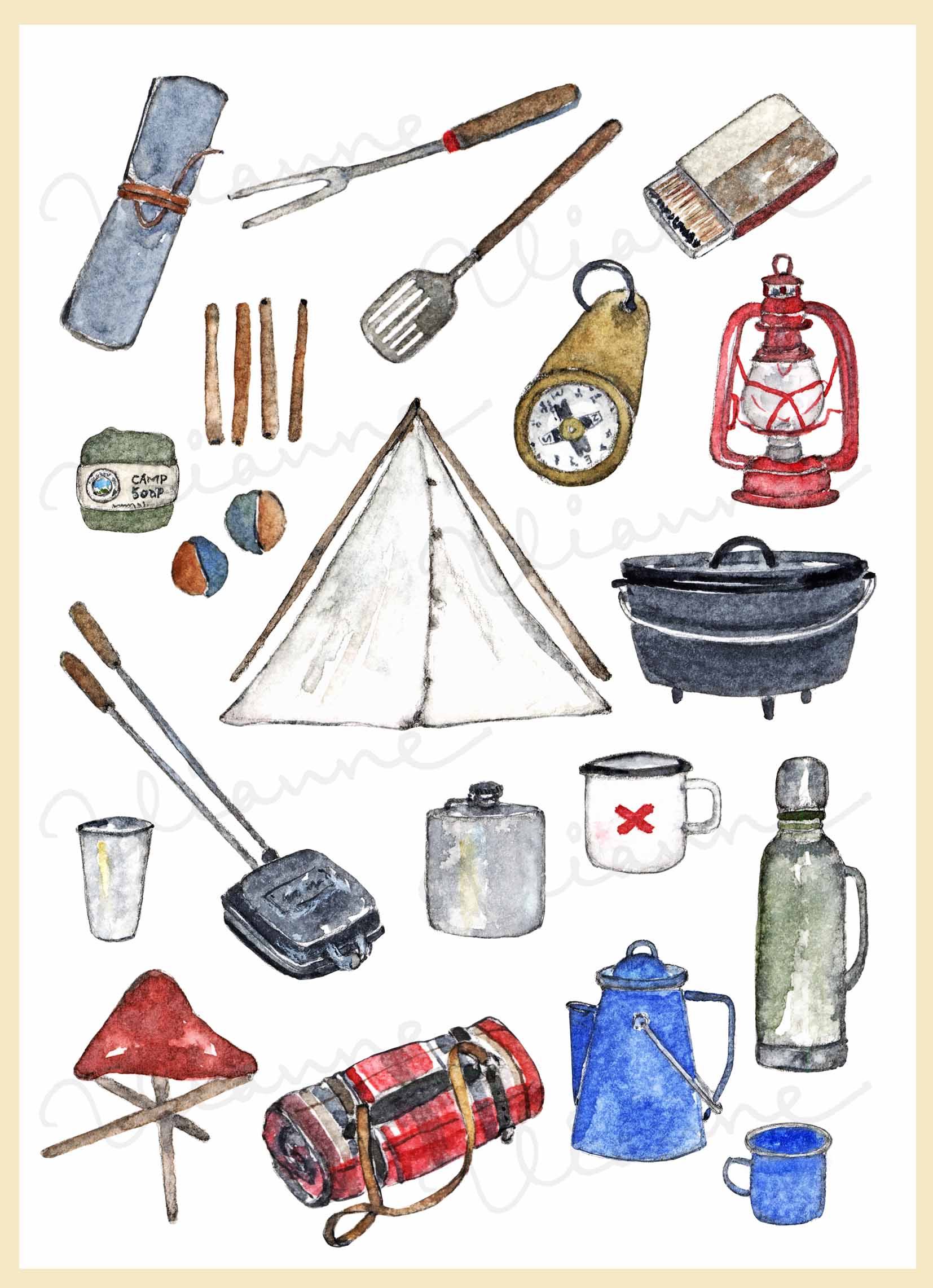 Camping Essentials Clipart