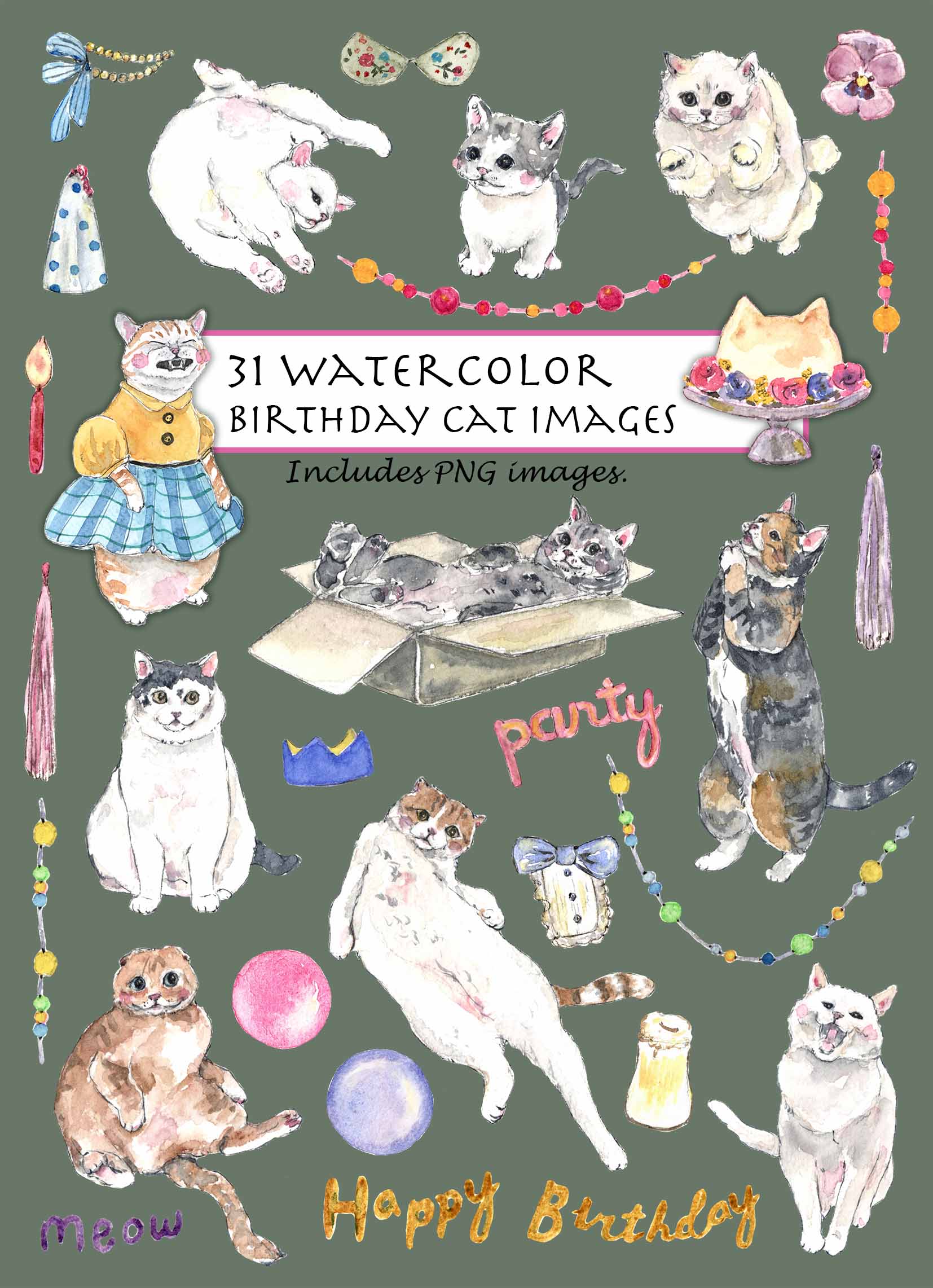 Birthday Cat Clipart