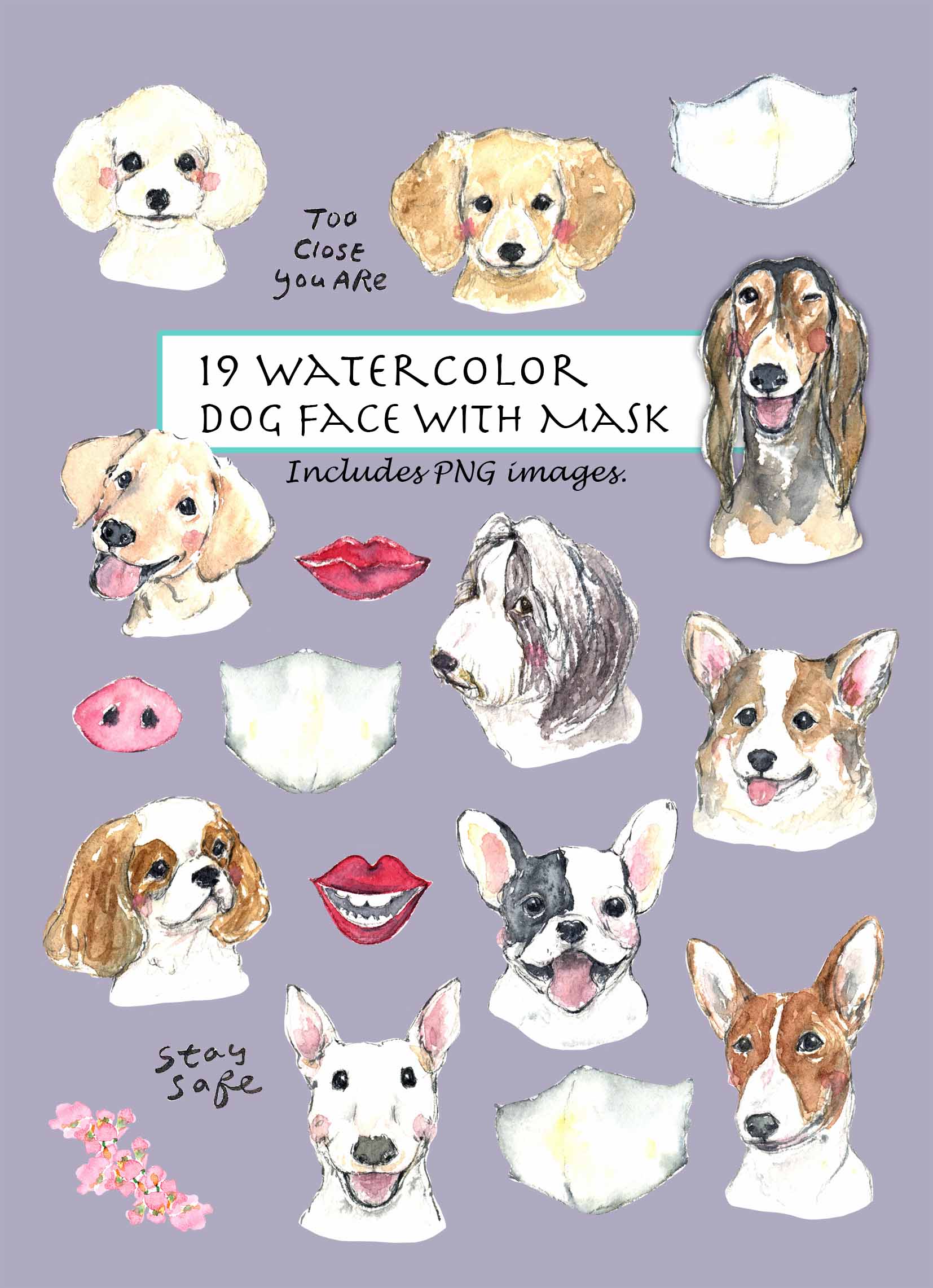 Dog Face With Mask Clipart