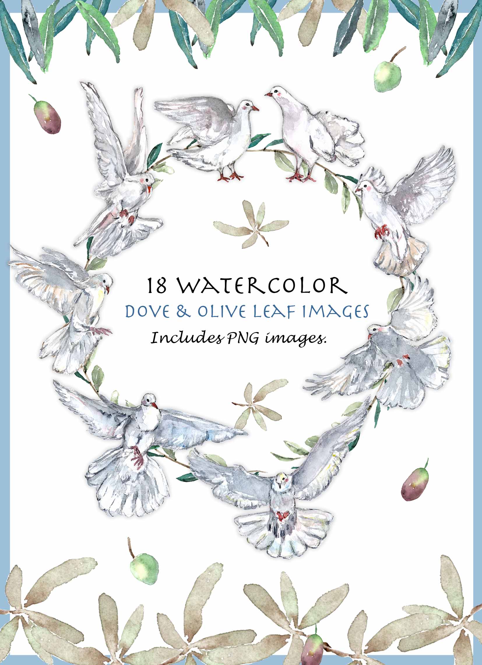 Dove & Olive Leaf Clipart