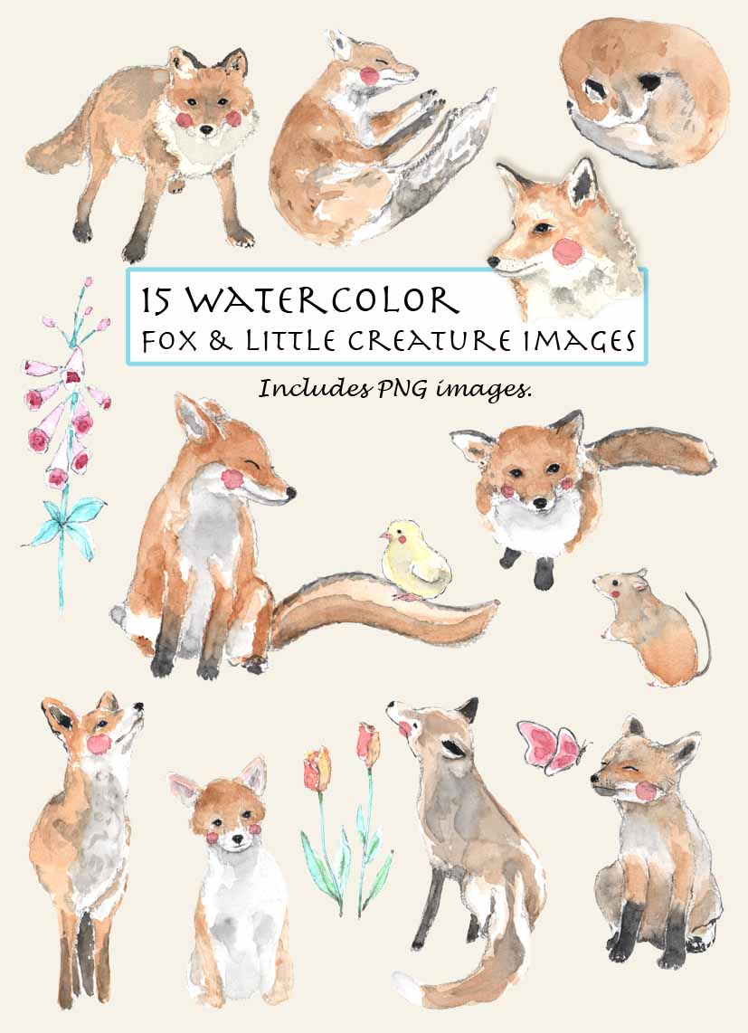 Fox & Little Creature Clipart