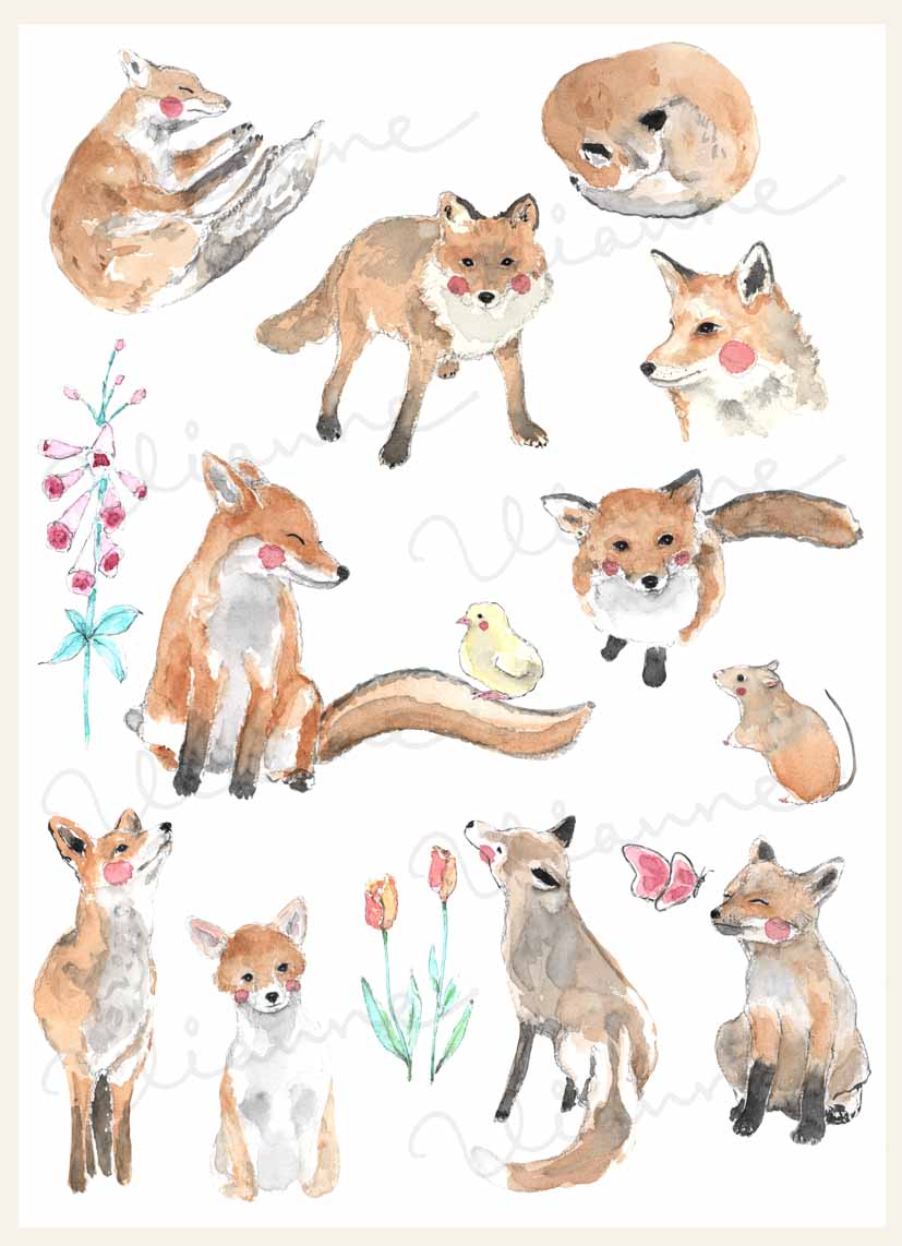 Fox & Little Creature Clipart