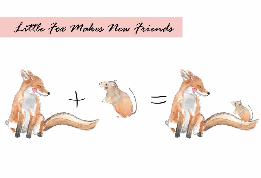 Fox & Little Creature Clipart