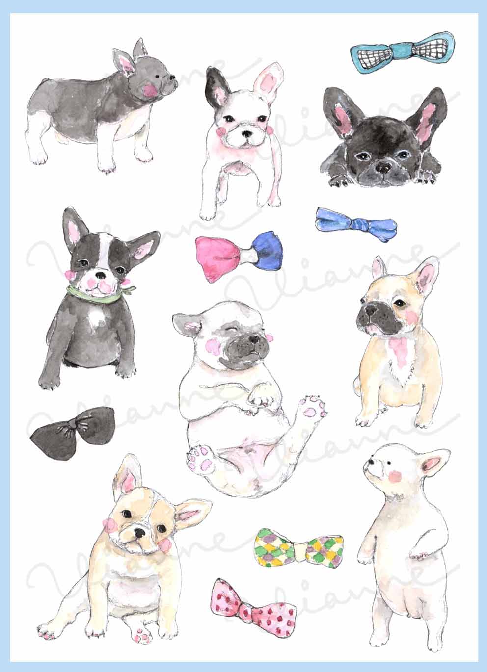 French Bulldog & Bow Tie Clipart