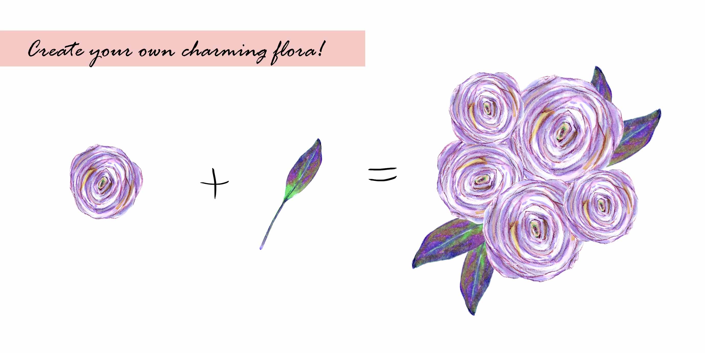 Green & Purple Flora Clipart Set