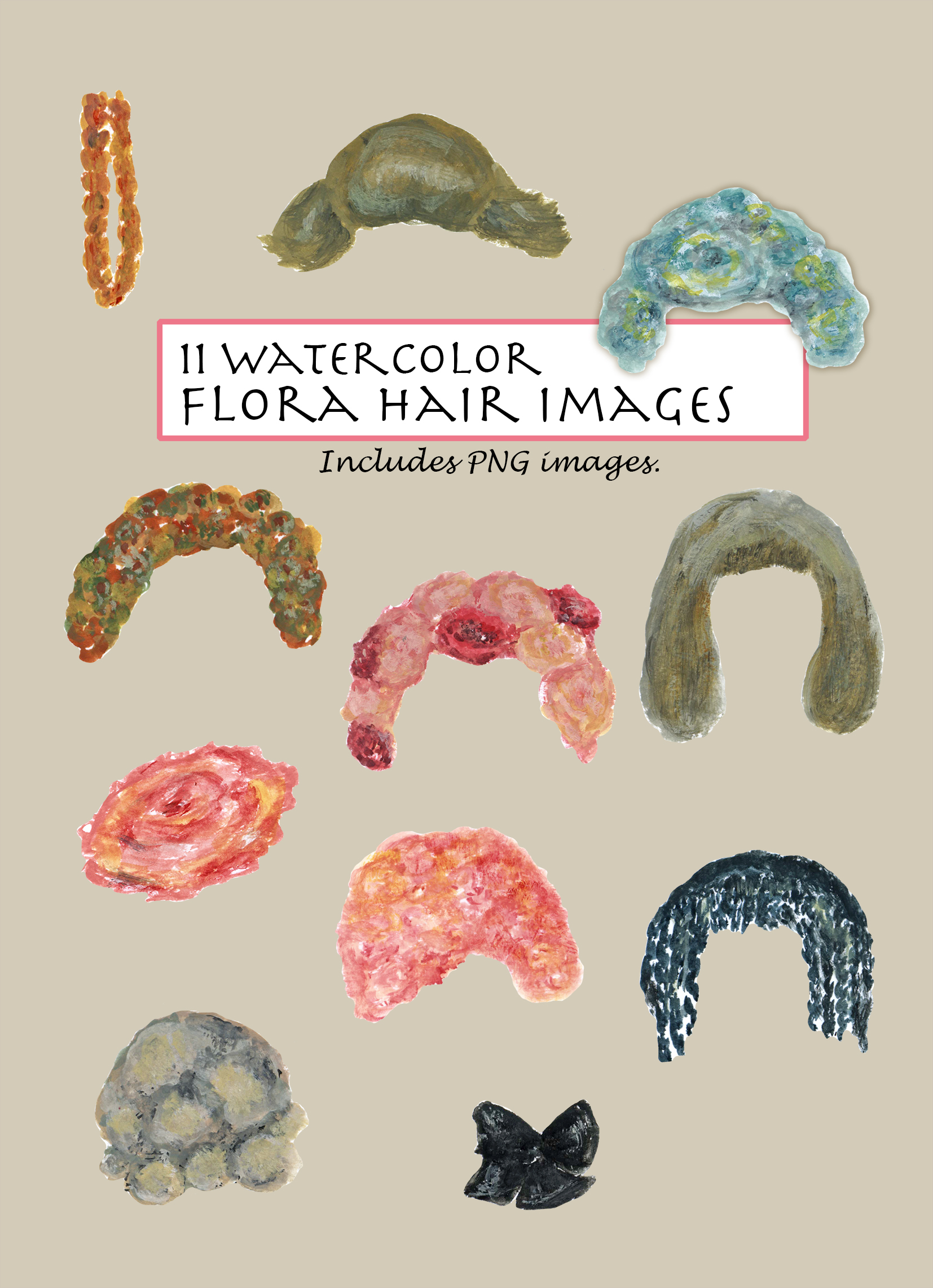 Vintage Flora Hair Clipart