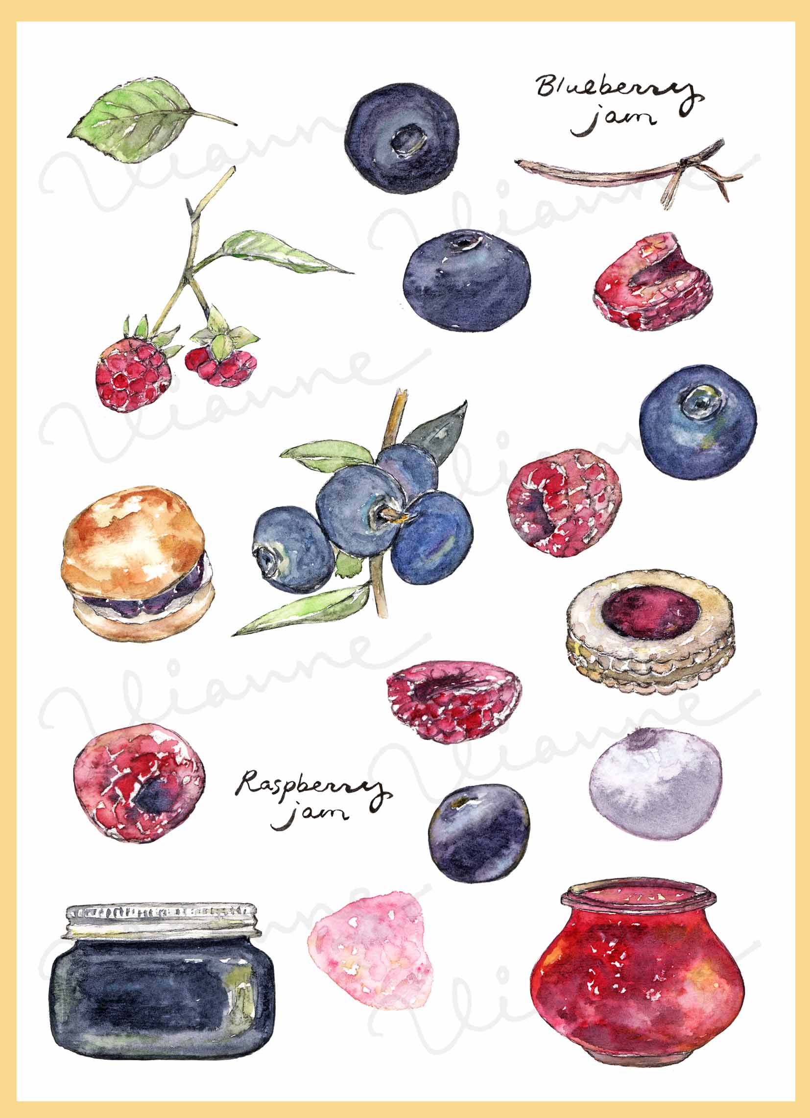 Blueberry & Raspberry Clipart