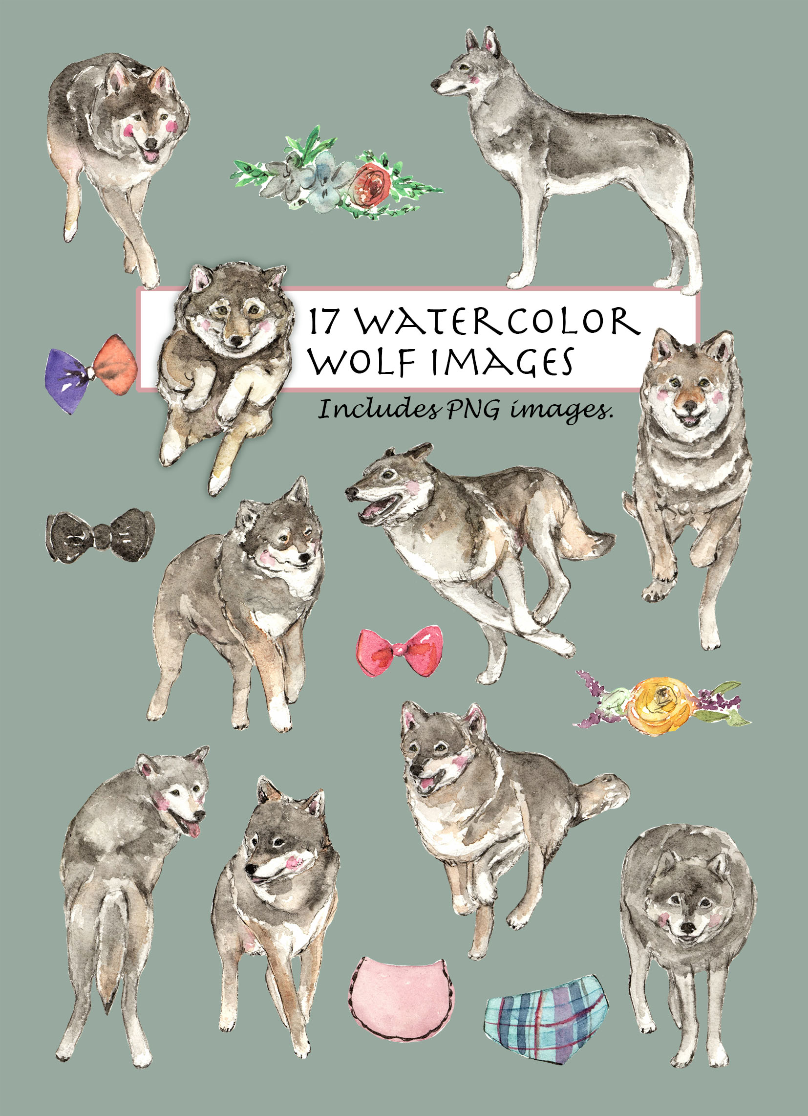 Wolf Clipart Set