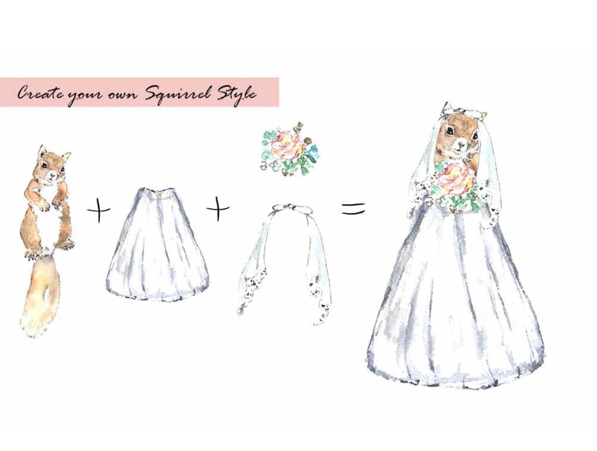 Squirrel Bride Clipart Set