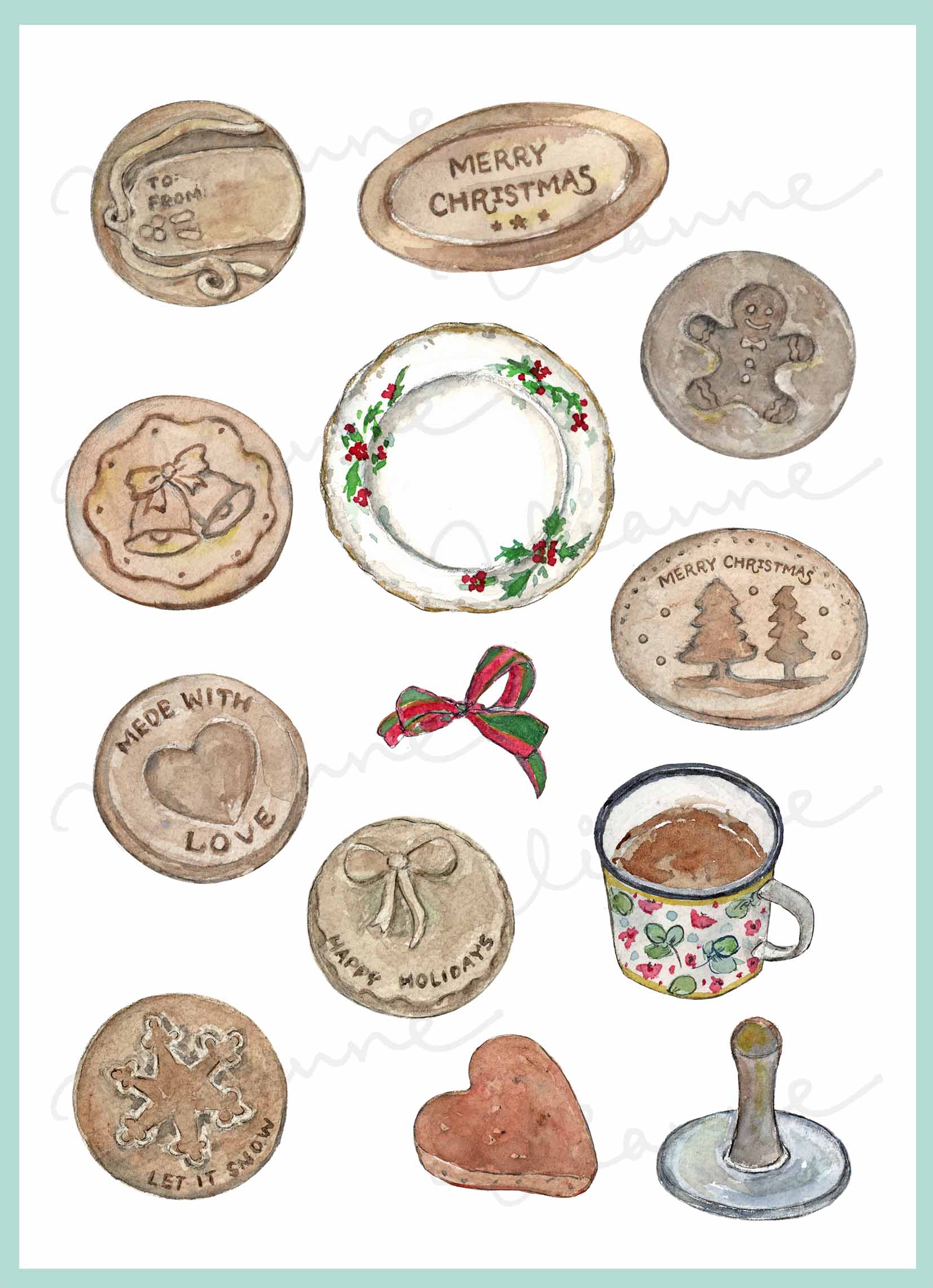 Xmas Shortbread Cookie Clipart Set