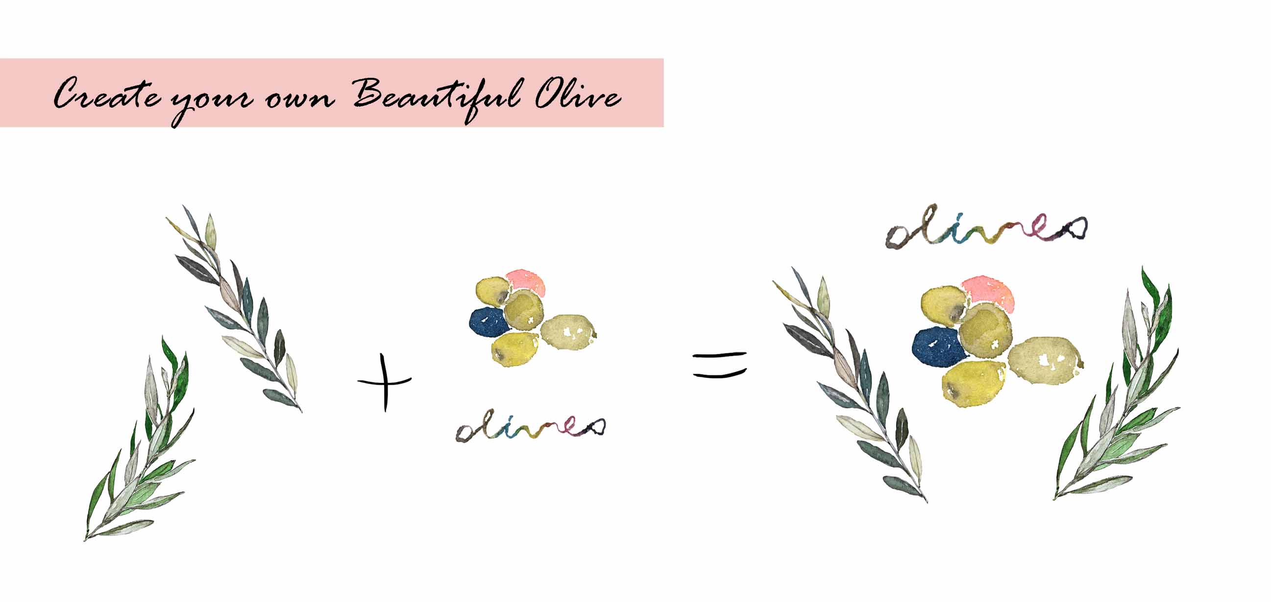 Olive & Leaves Clipart Set