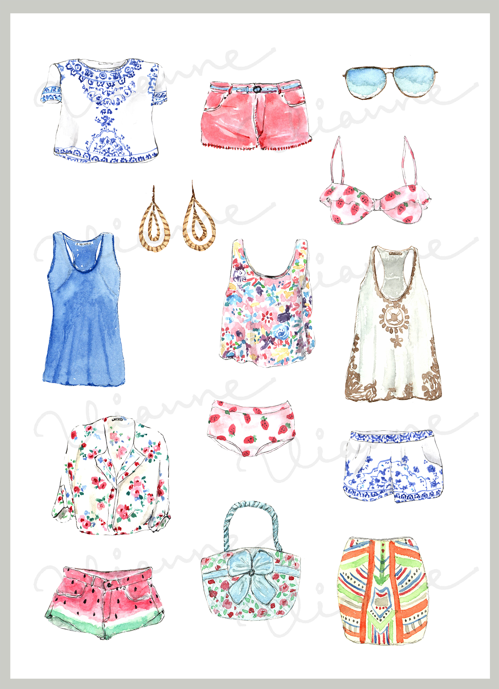 Summer Fashion Clipart Set