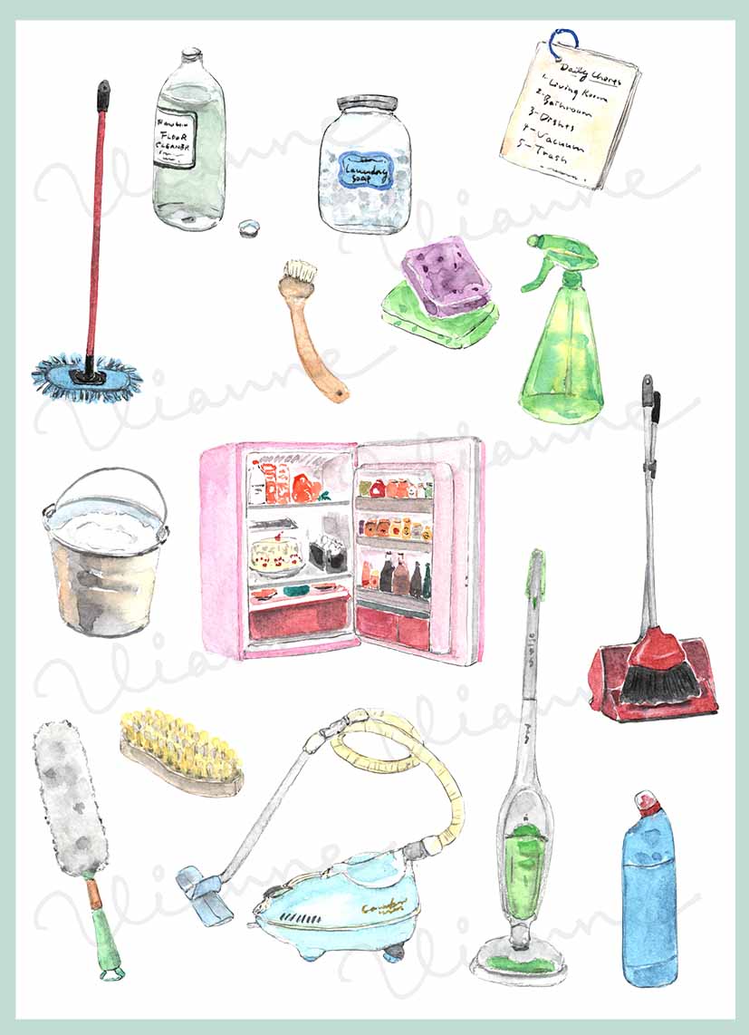 House Cleaning Chores Clipart Set